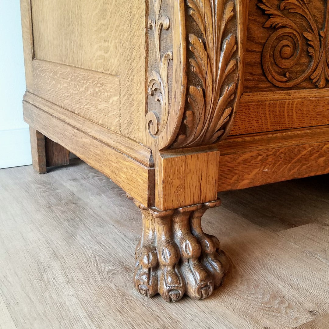 Hand Carved Buffet + Wall Mirror