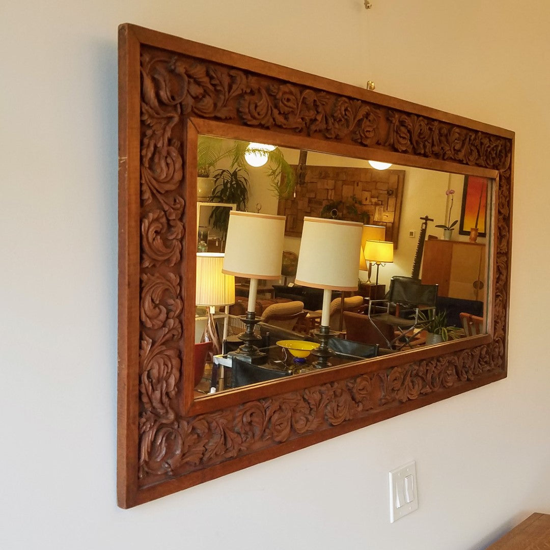 Hand Carved Buffet + Wall Mirror