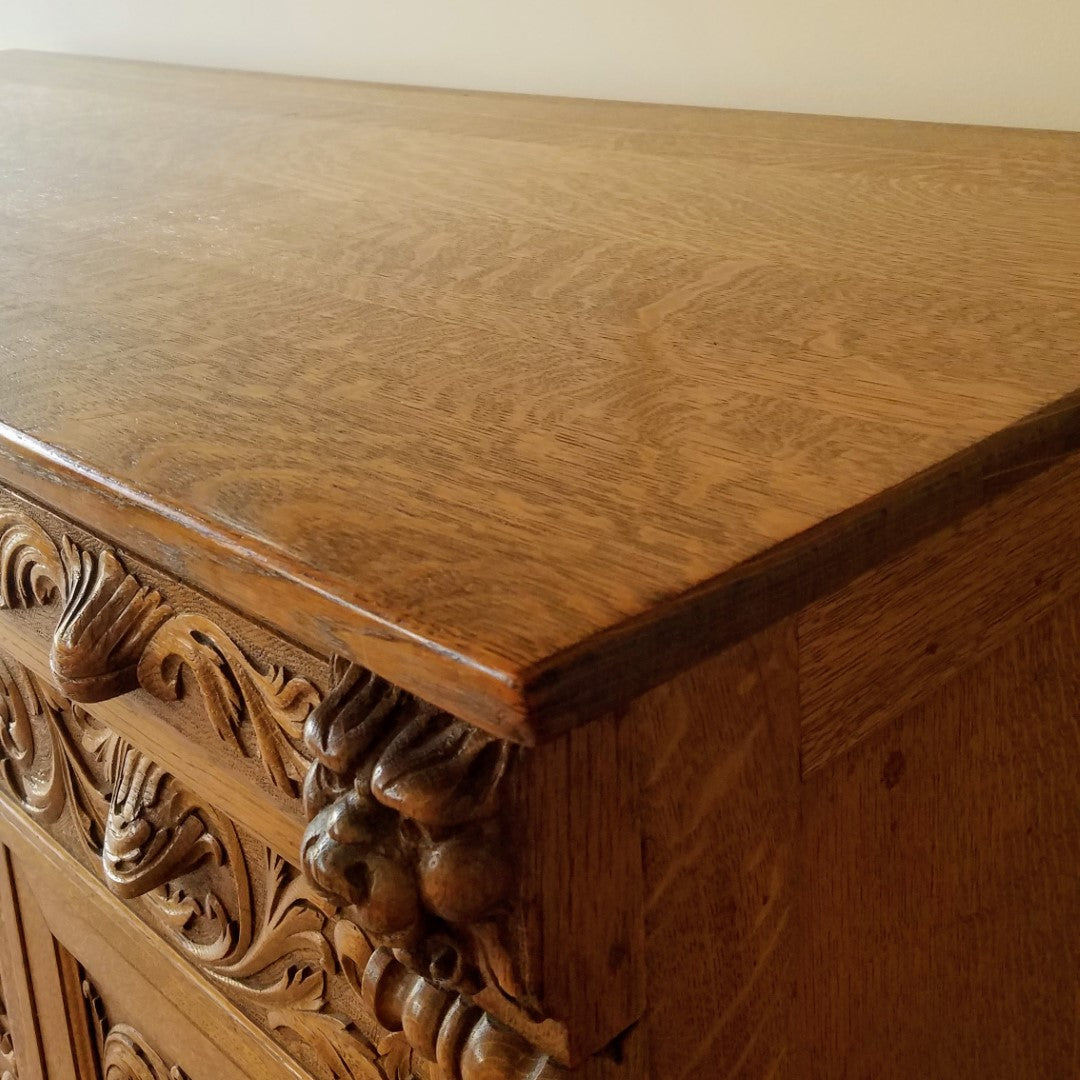 Hand Carved Buffet + Wall Mirror