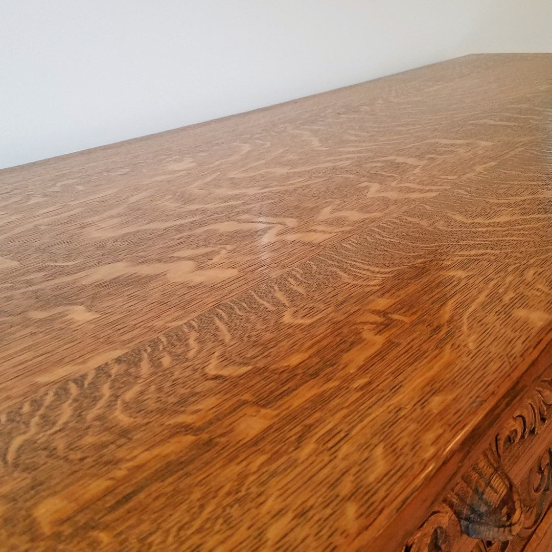 Hand Carved Buffet + Wall Mirror