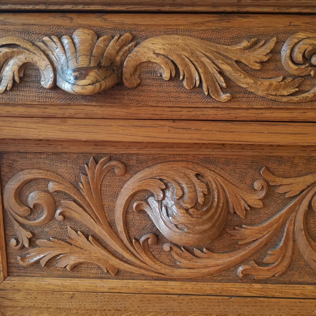 Hand Carved Buffet + Wall Mirror