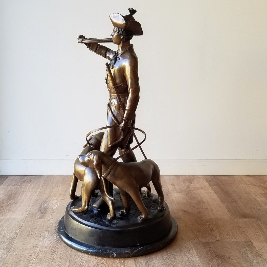 H. F. Moreau & P. Lecourtier Piqueur Au Relais Bronze Sculpture