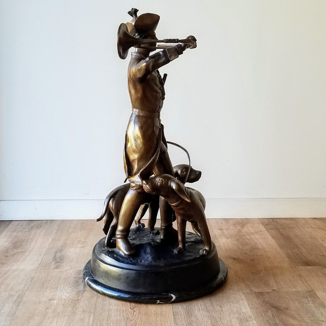 H. F. Moreau & P. Lecourtier Piqueur Au Relais Bronze Sculpture