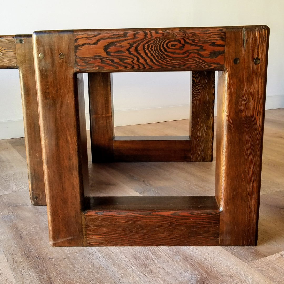Oak and Tile Side Tables, Set of 2