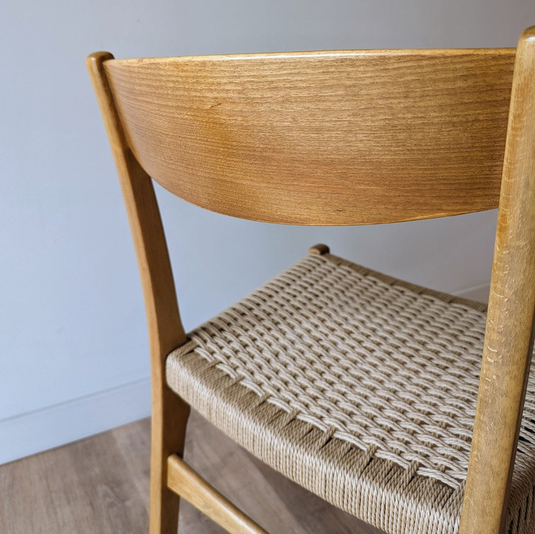 Swedish Paper Cord Dining Chairs, a pair