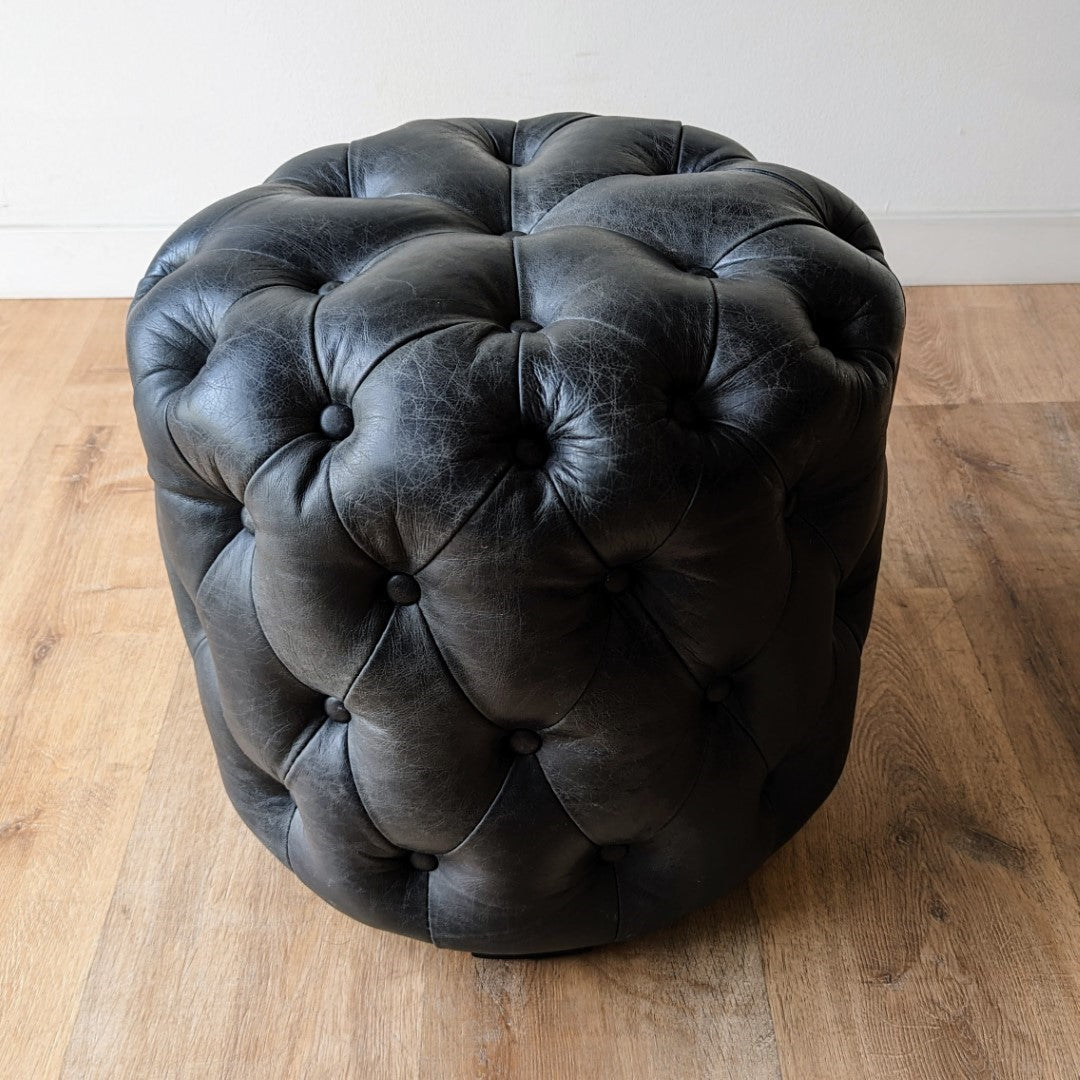 Spanish Tufted Leather Ottoman