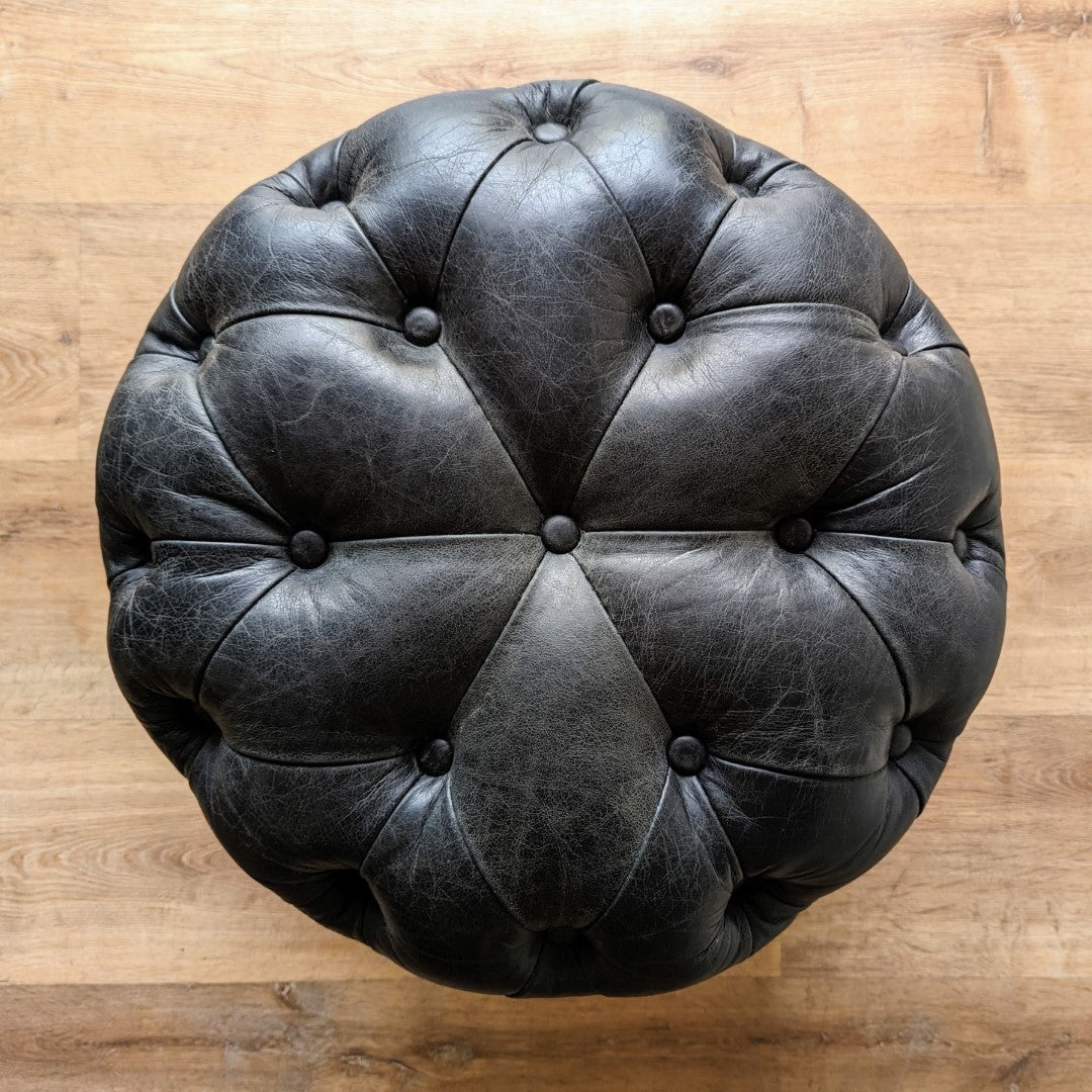 Spanish Tufted Leather Ottoman