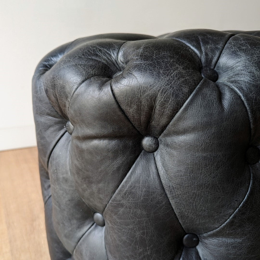 Spanish Tufted Leather Ottoman