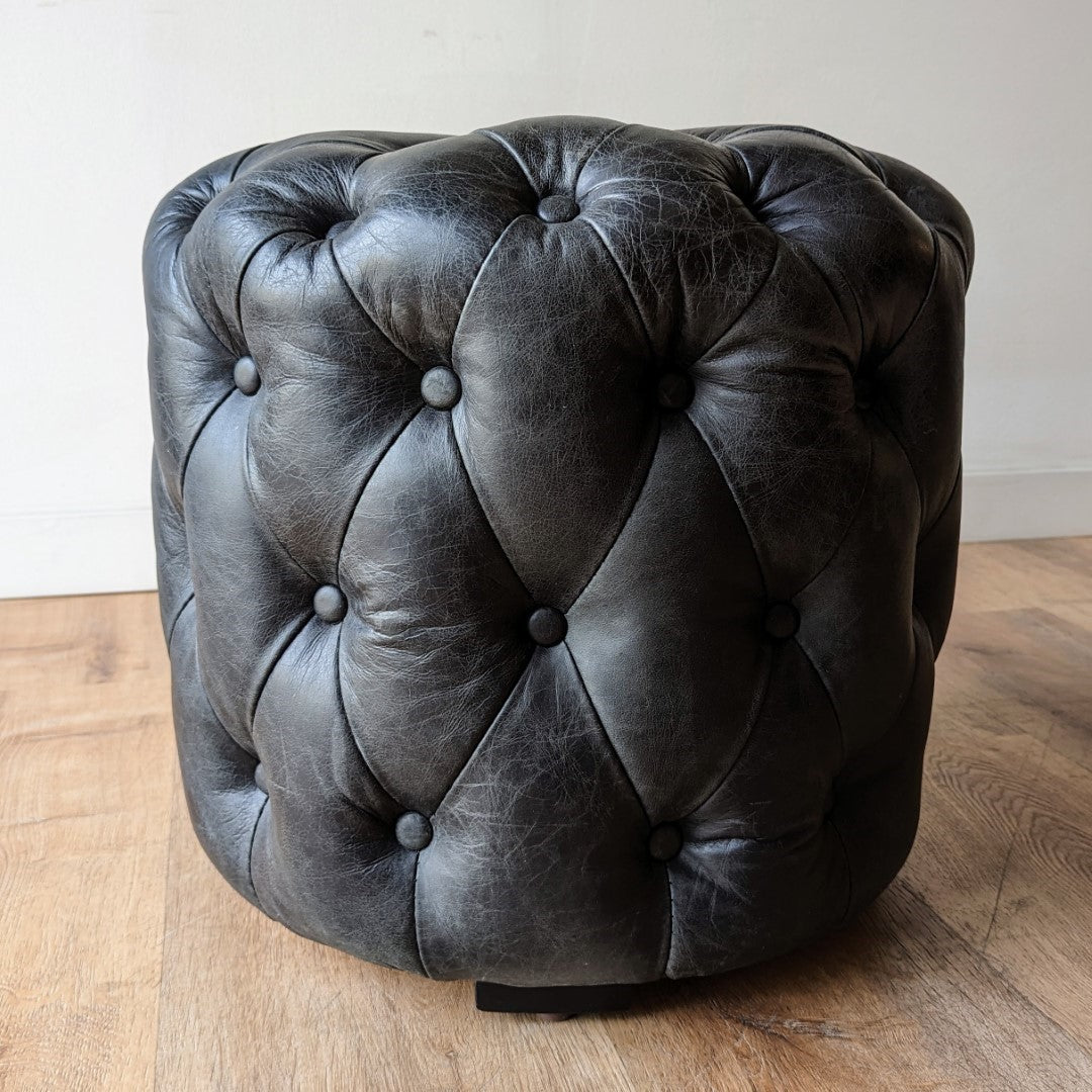 Spanish Tufted Leather Ottoman