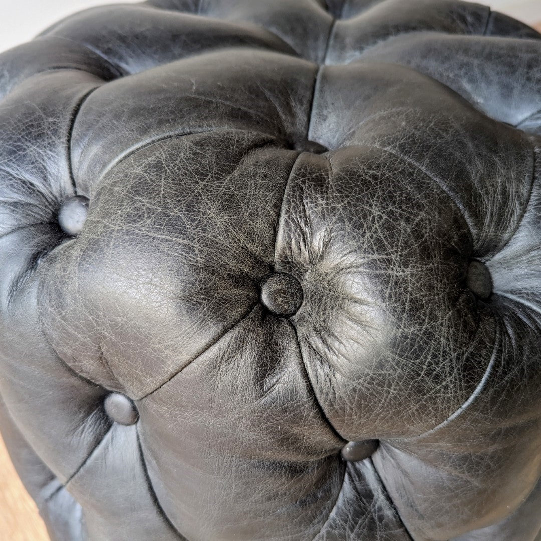 Spanish Tufted Leather Ottoman