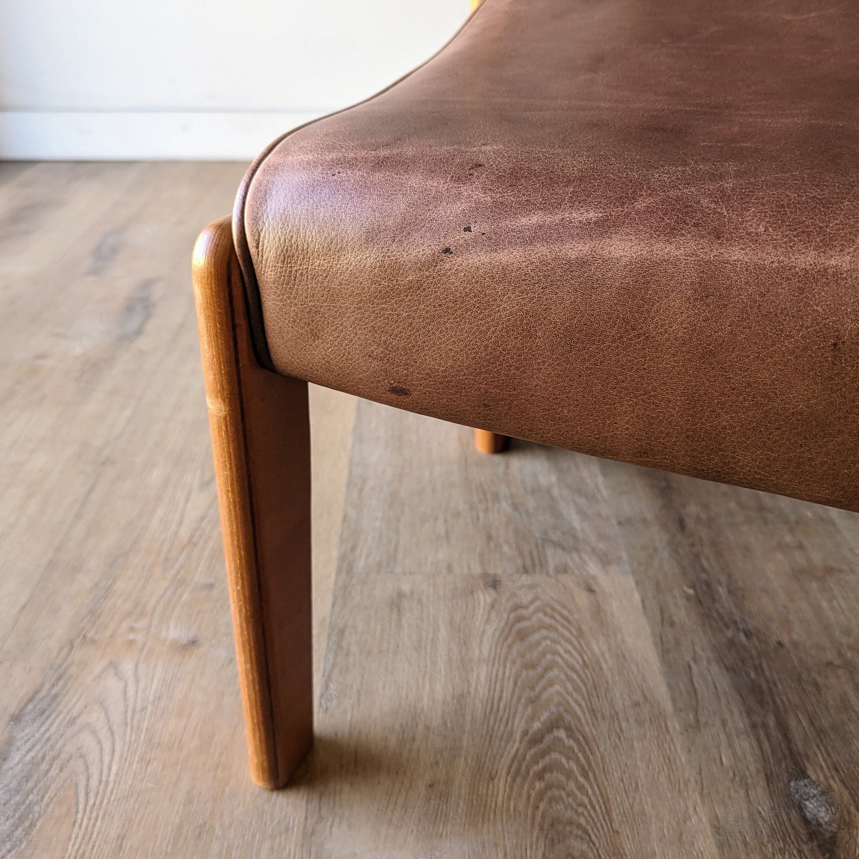 Danish Modern Leather Recliner + Ottoman