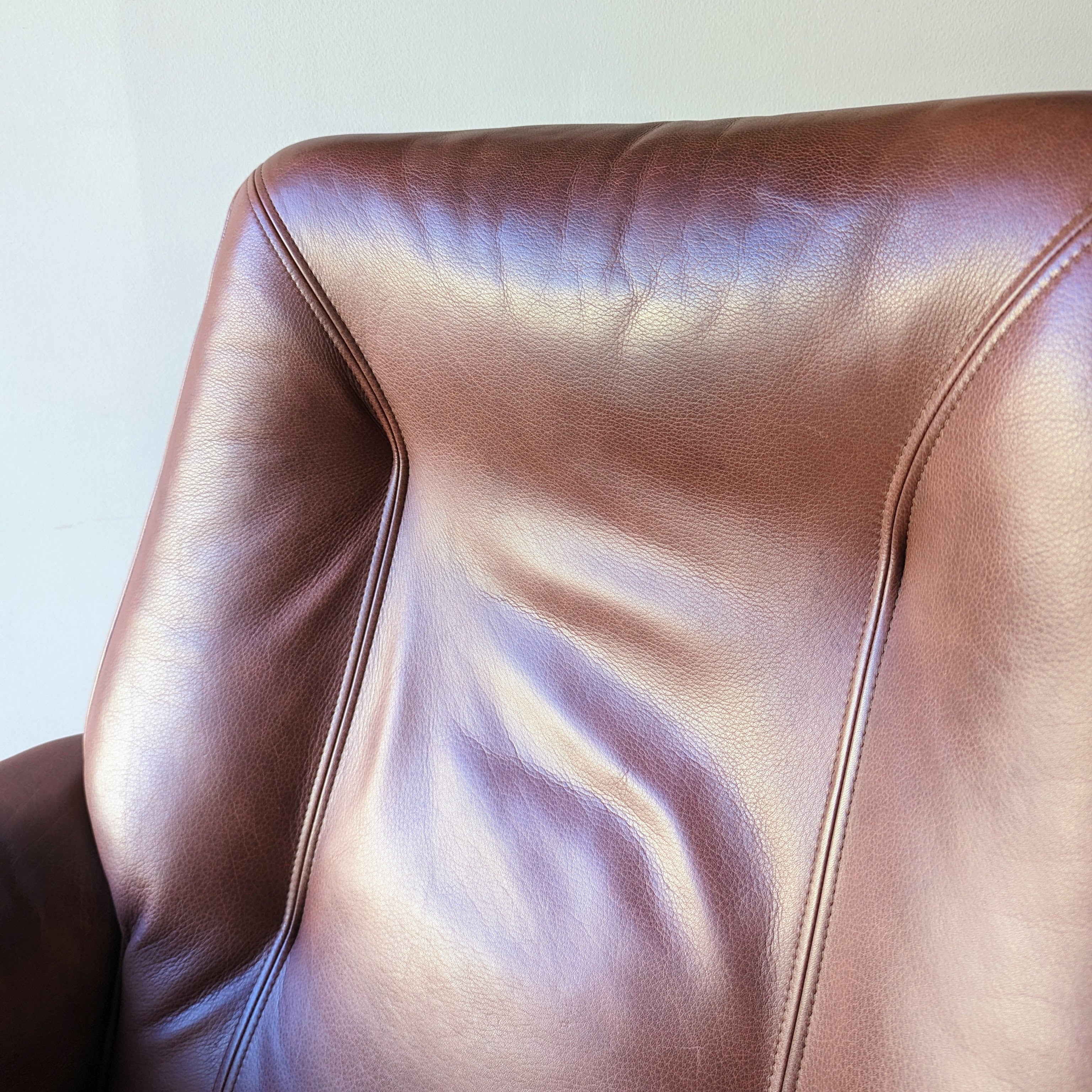 Danish Modern Leather Recliner + Ottoman