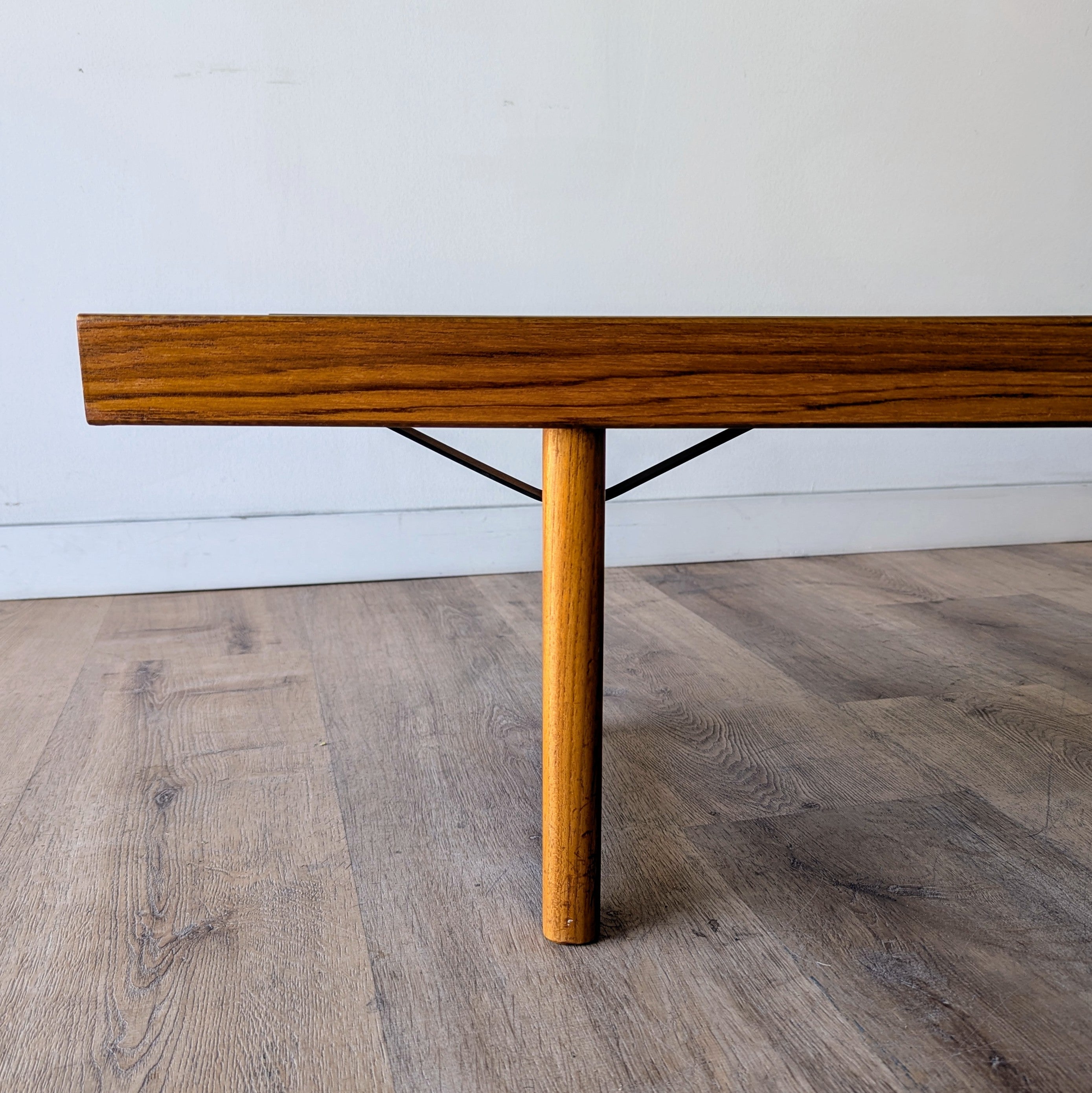 A restored teak Norwegian Modern 'Krobo' bench designed by Torbjørn Afdal