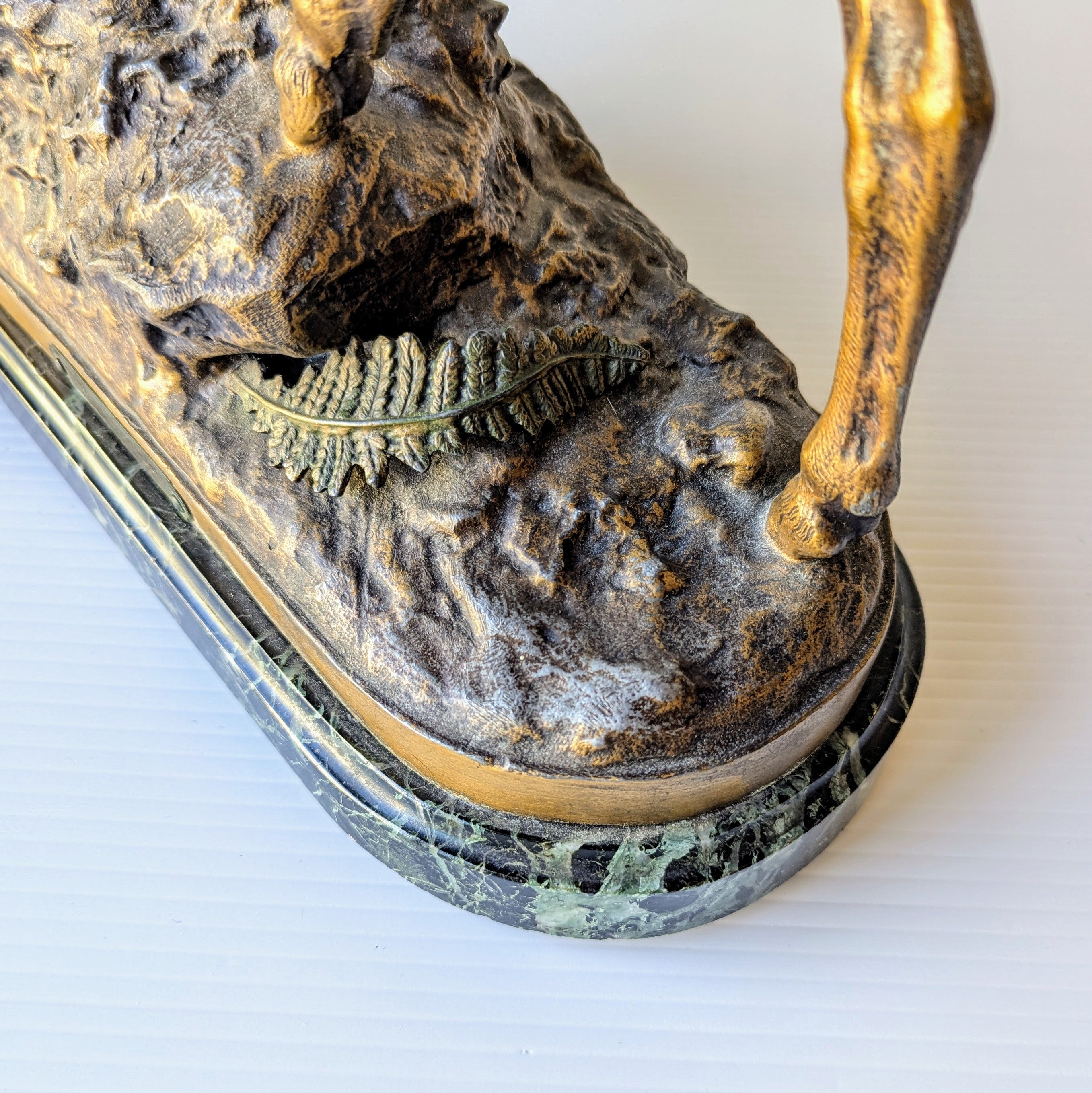 P. Lecourtier 'Cerf Aux Abois' Sculpture