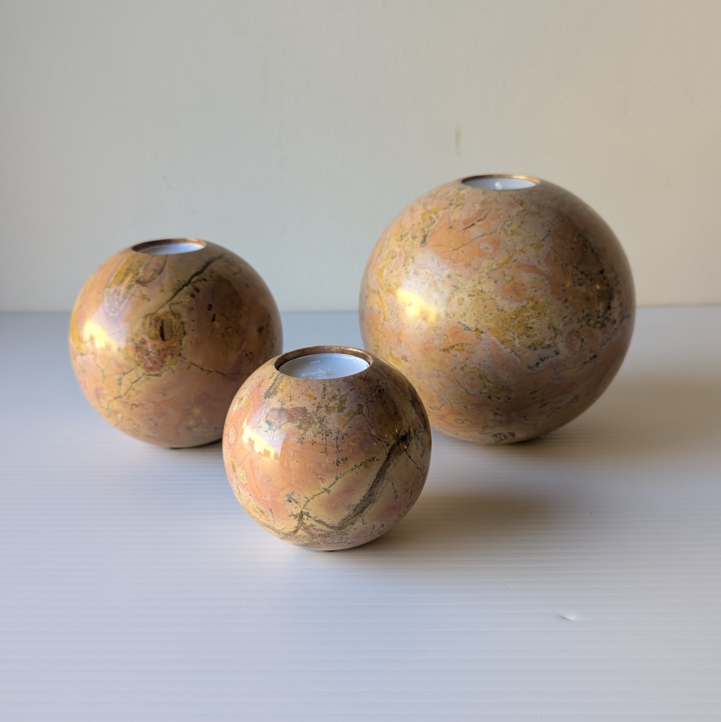 Marble Candle Holders, set of 3