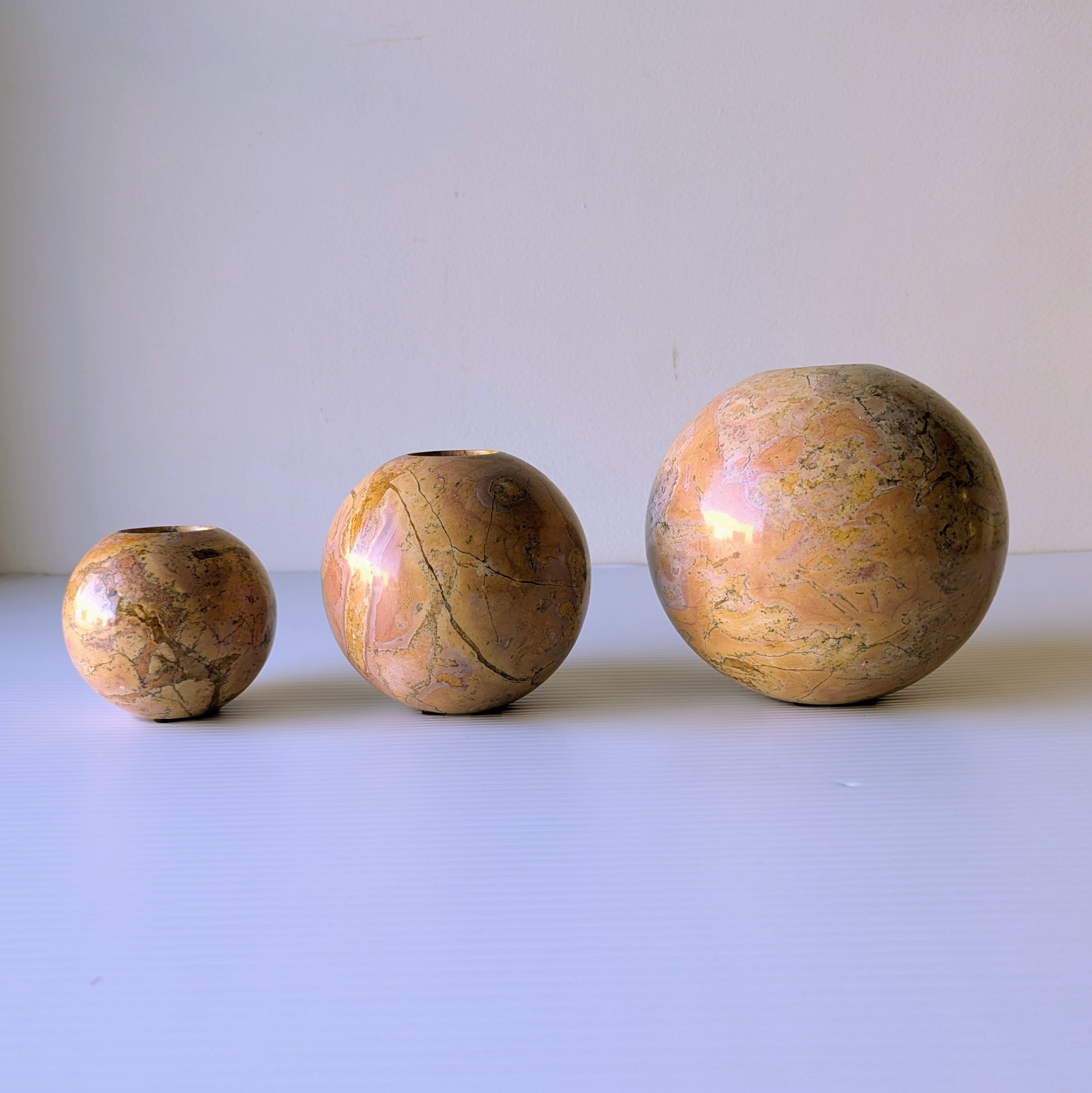 Marble Candle Holders, set of 3