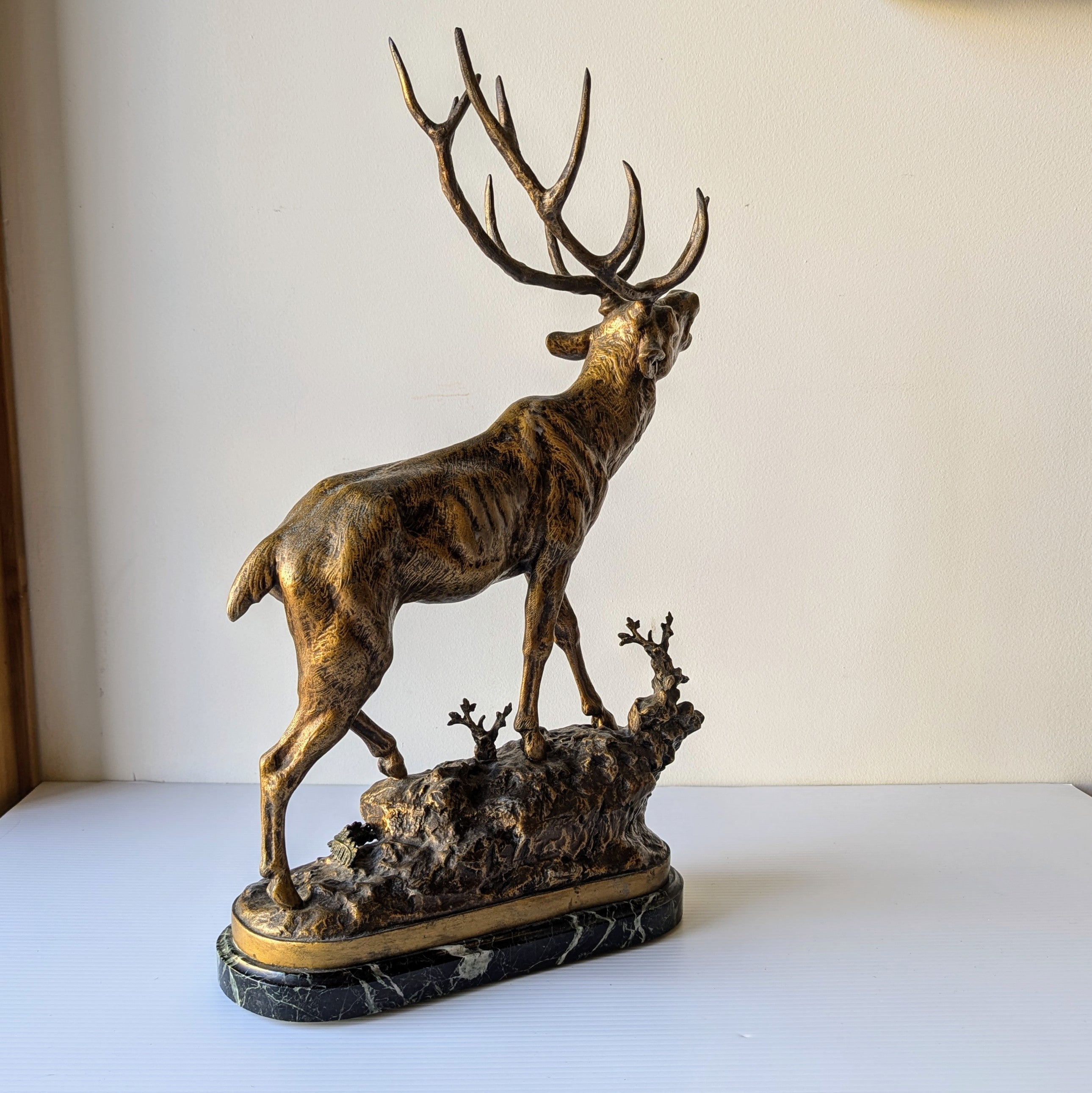 P. Lecourtier 'Cerf Aux Abois' Sculpture
