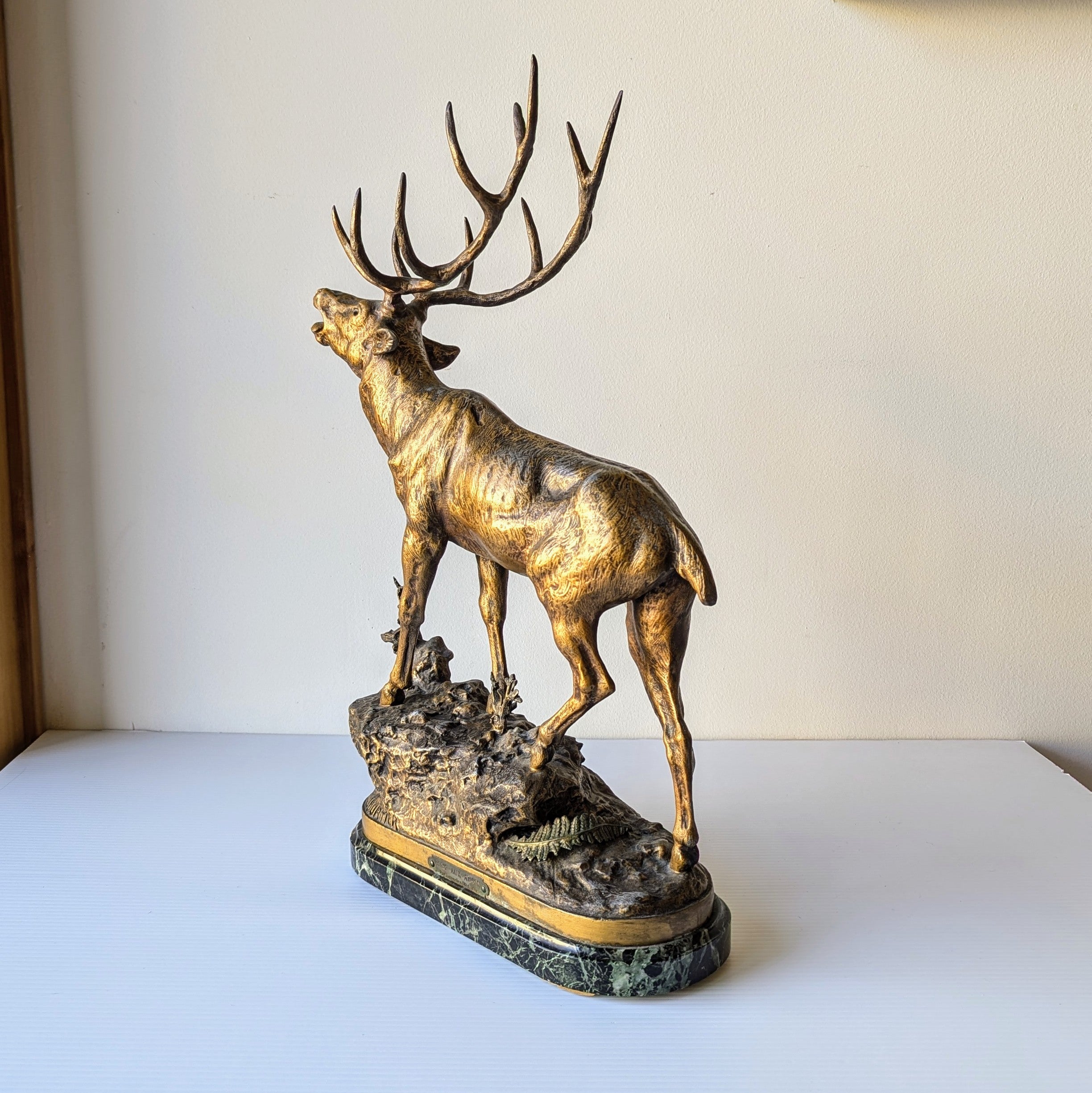 P. Lecourtier 'Cerf Aux Abois' Sculpture