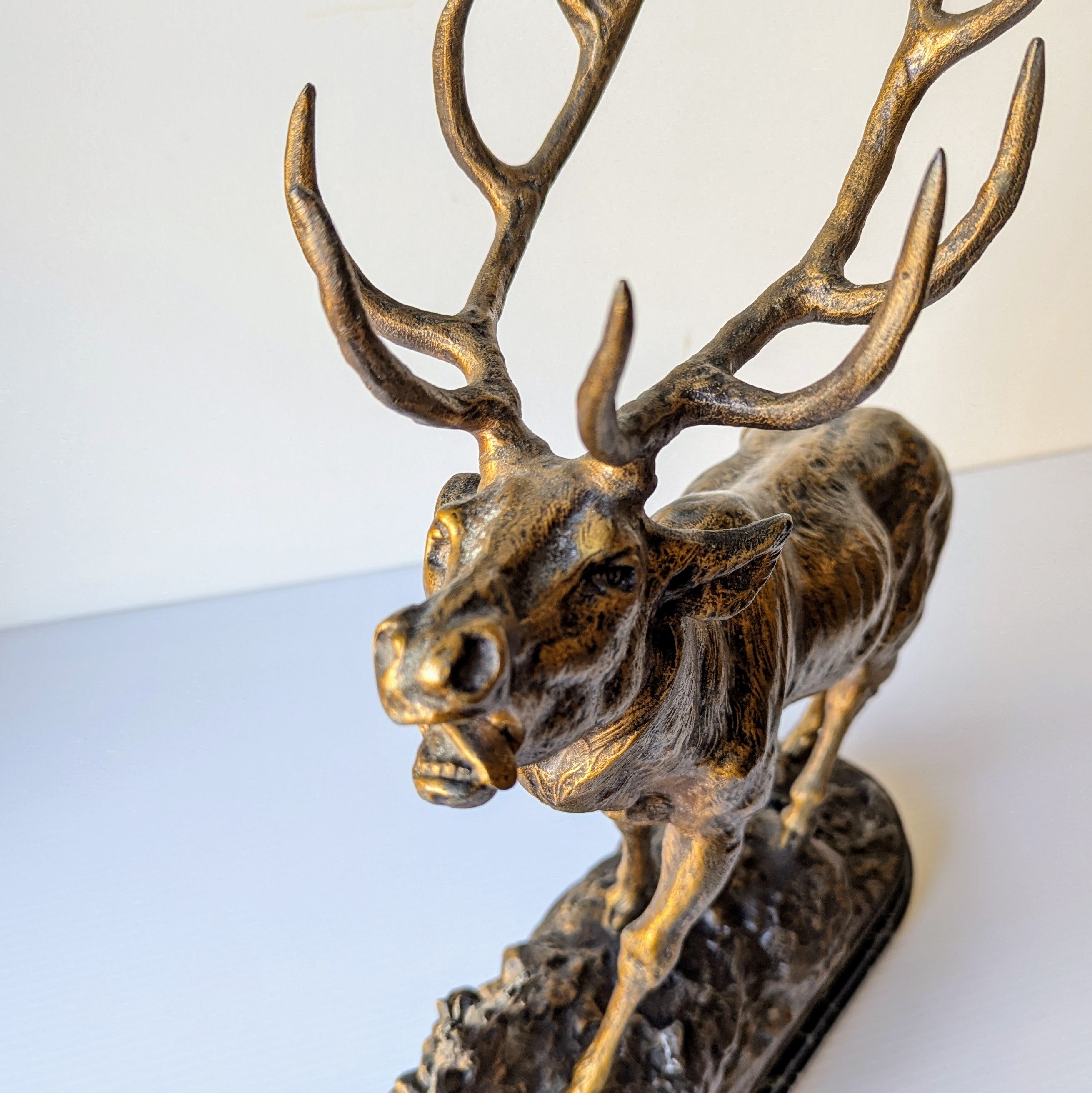P. Lecourtier 'Cerf Aux Abois' Sculpture