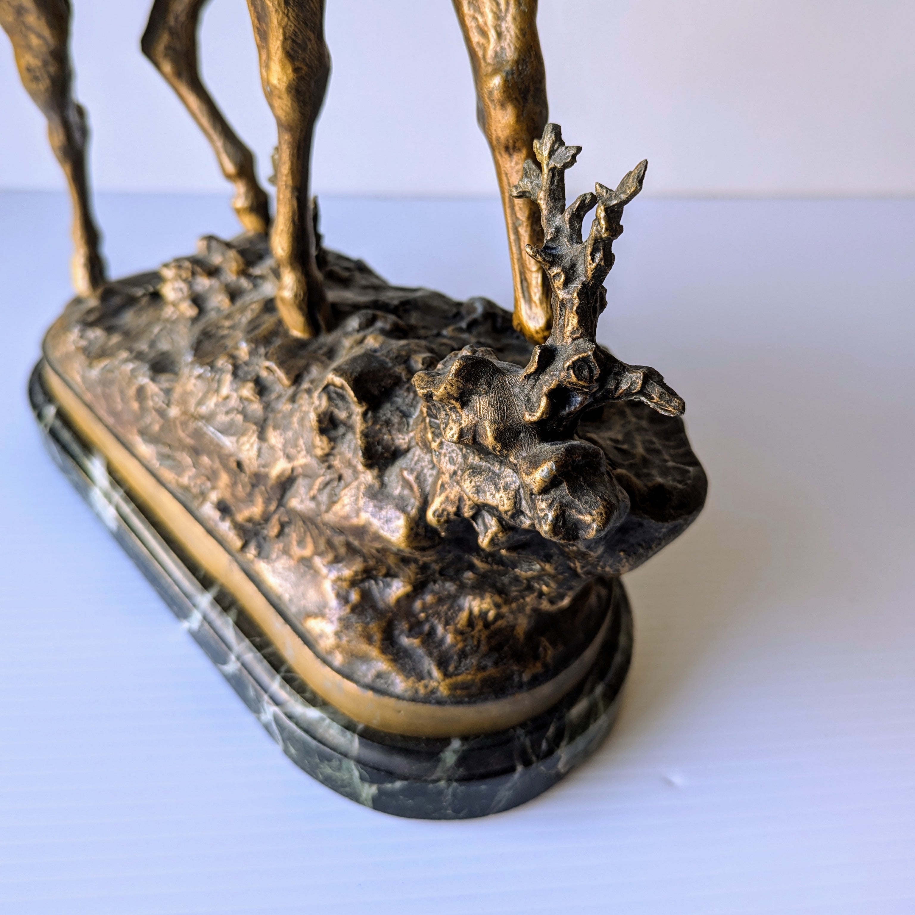 P. Lecourtier 'Cerf Aux Abois' Sculpture