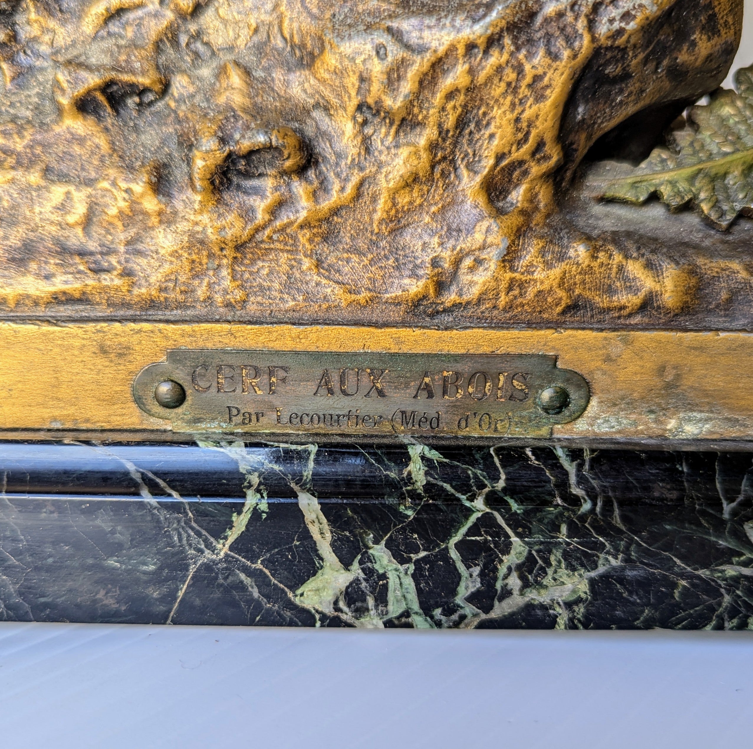 P. Lecourtier 'Cerf Aux Abois' Sculpture