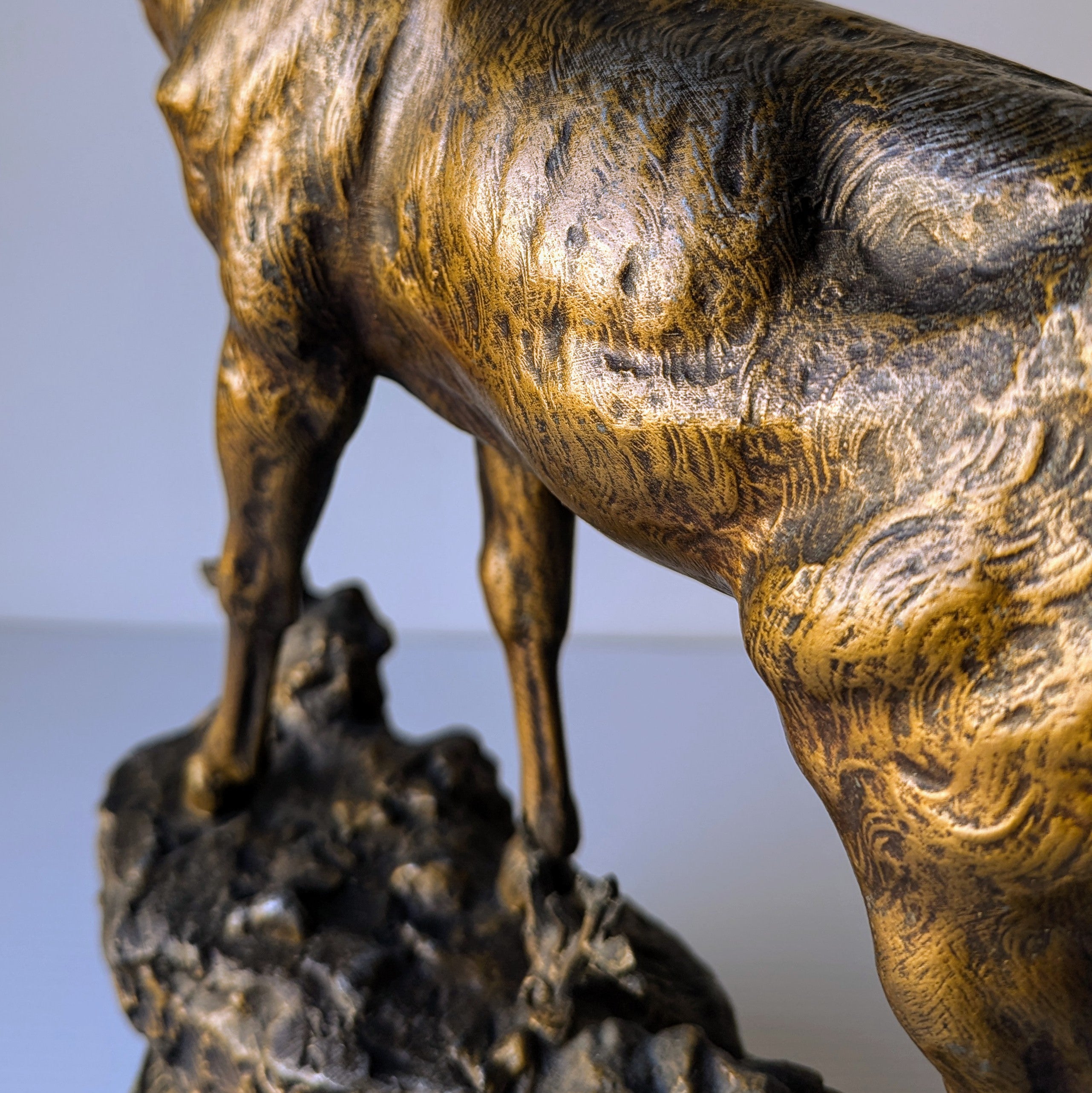 P. Lecourtier 'Cerf Aux Abois' Sculpture