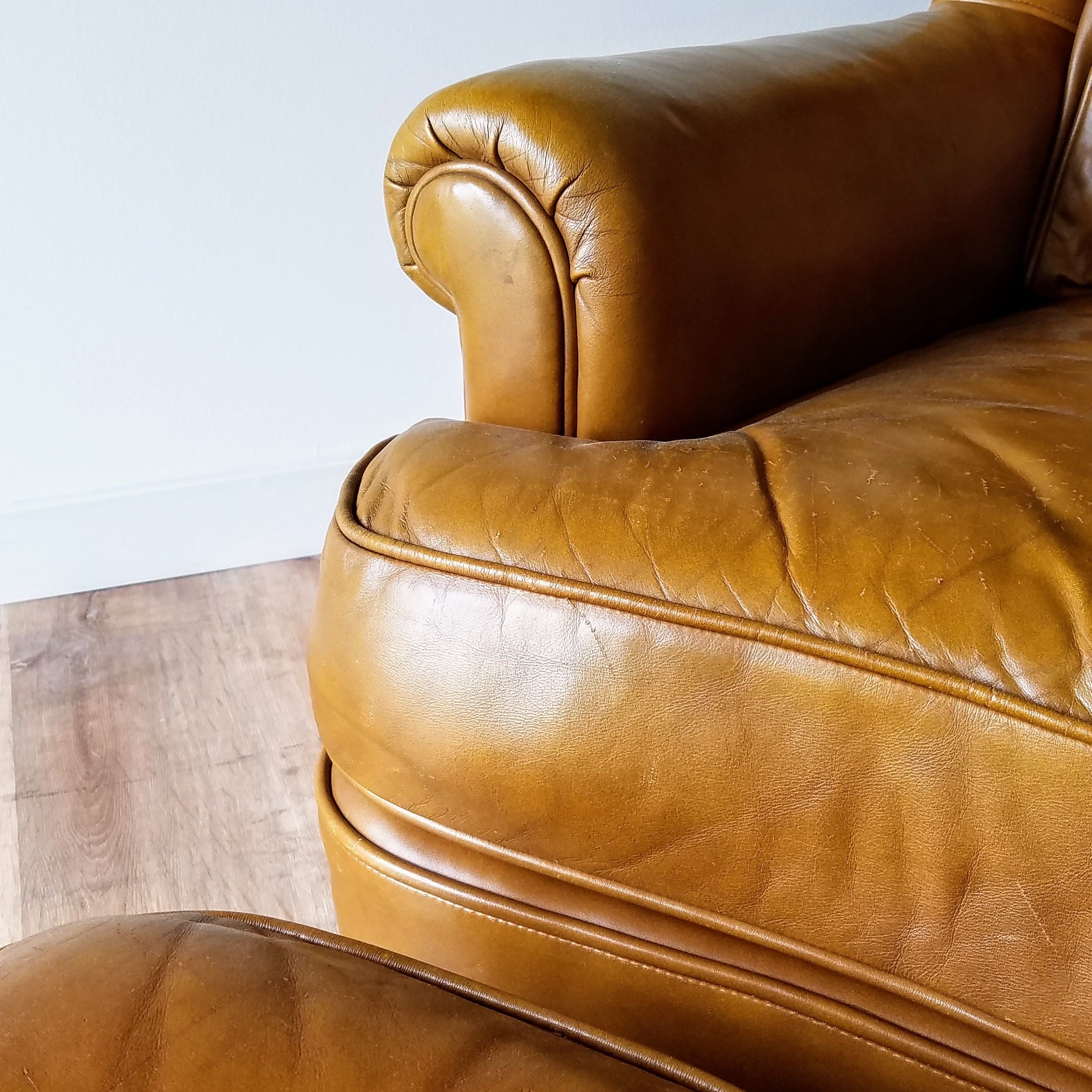 Drexel Heritage Leather Chair + Ottoman