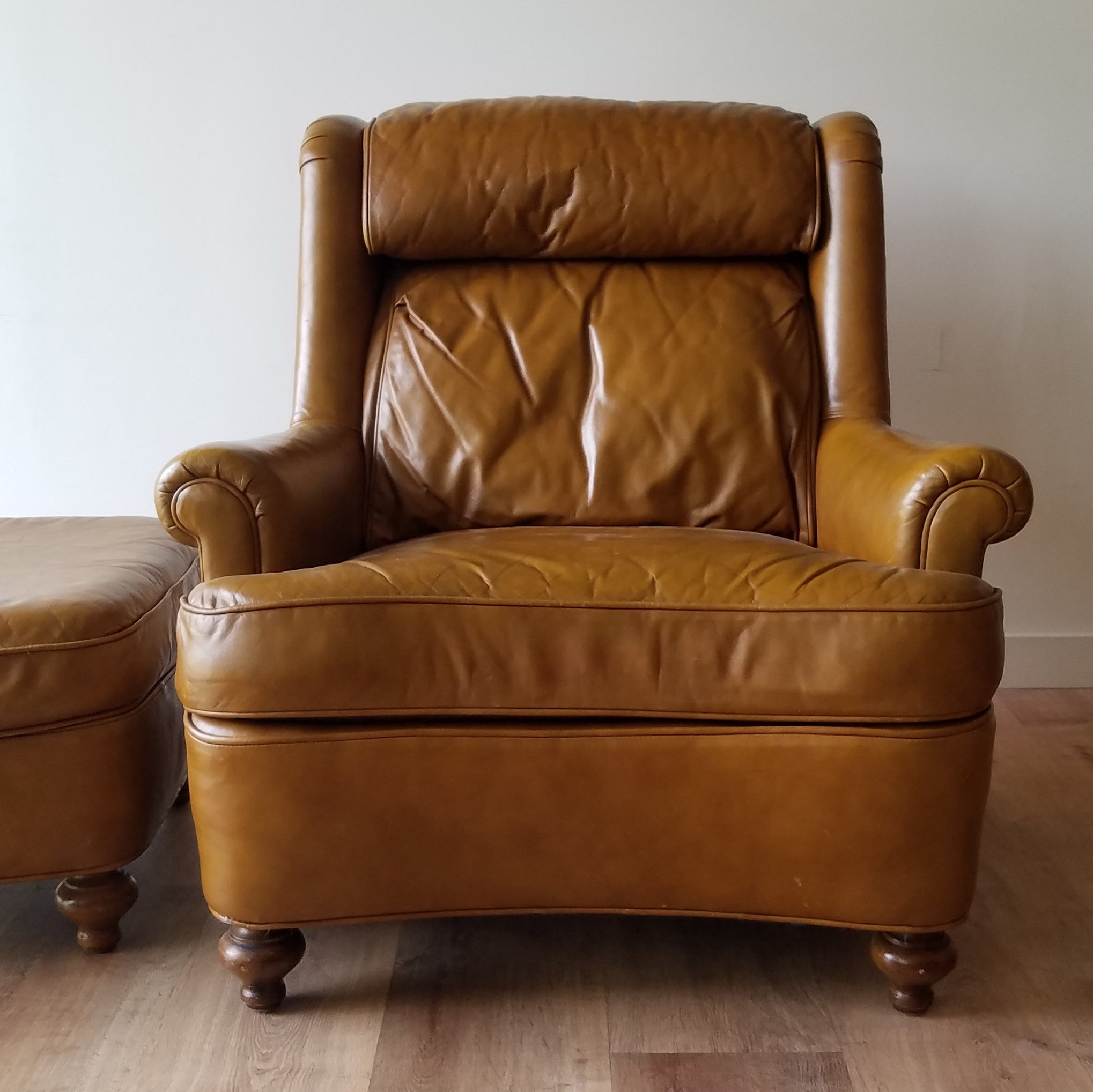 Drexel Heritage Leather Chair + Ottoman