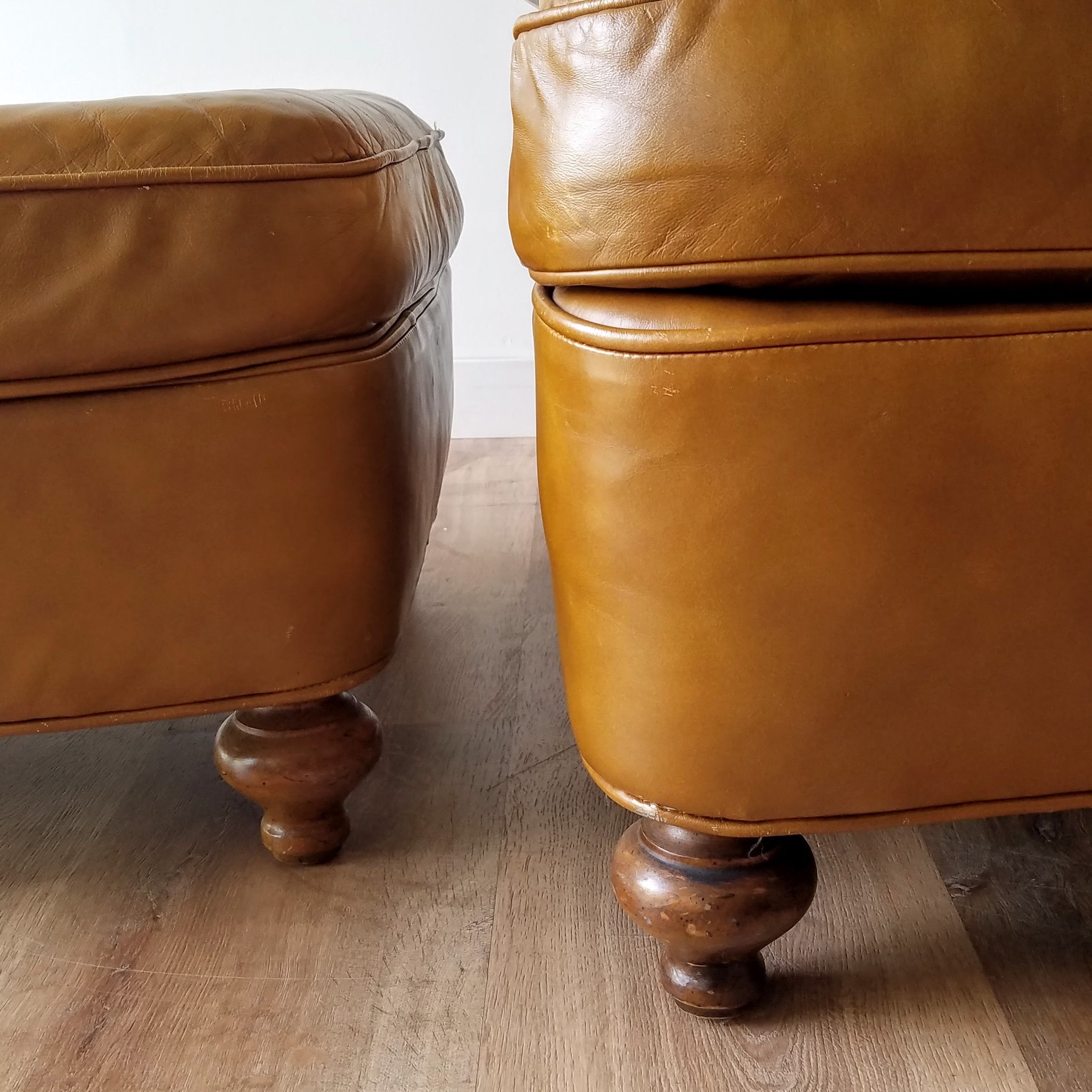 Drexel Heritage Leather Chair + Ottoman