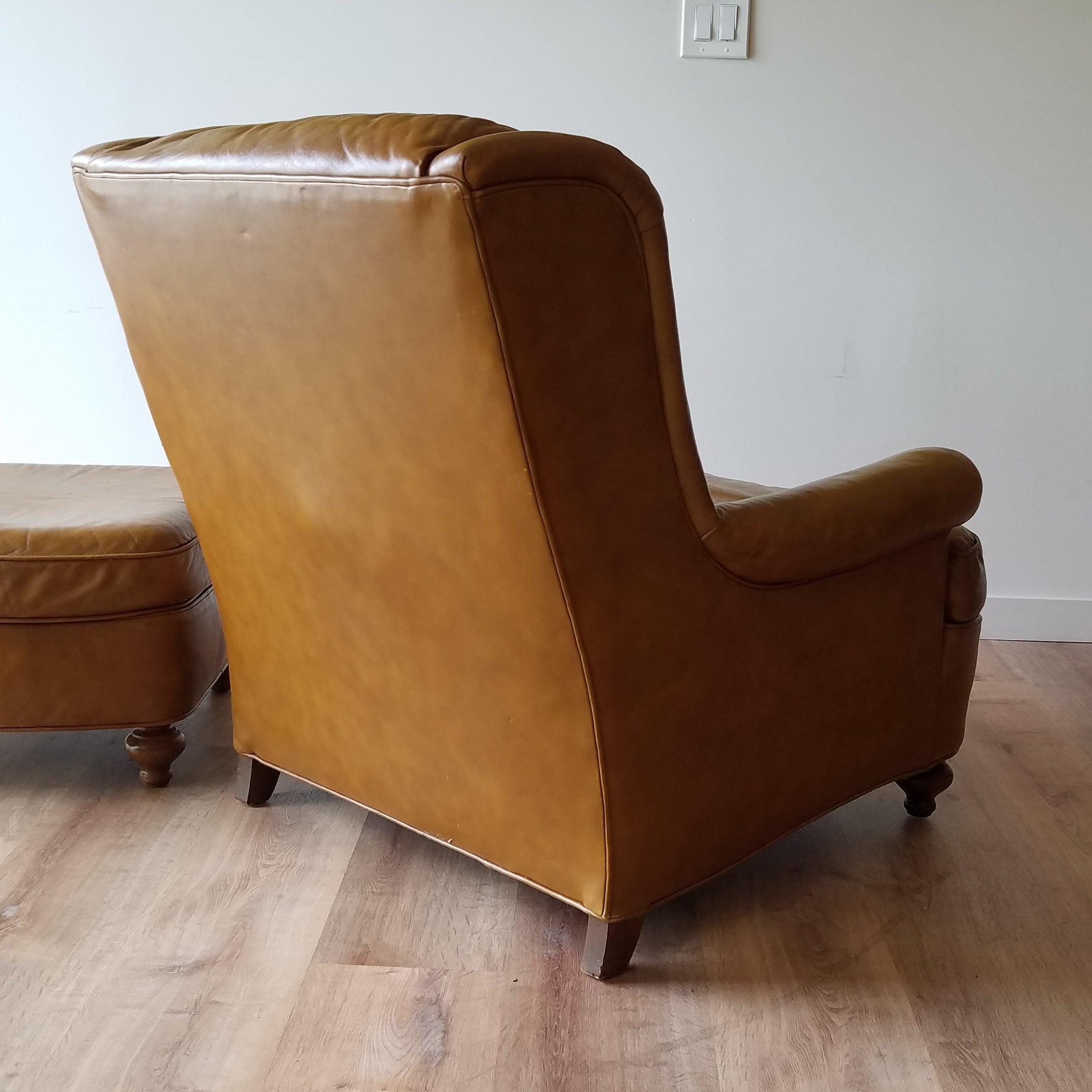 Drexel Heritage Leather Chair + Ottoman