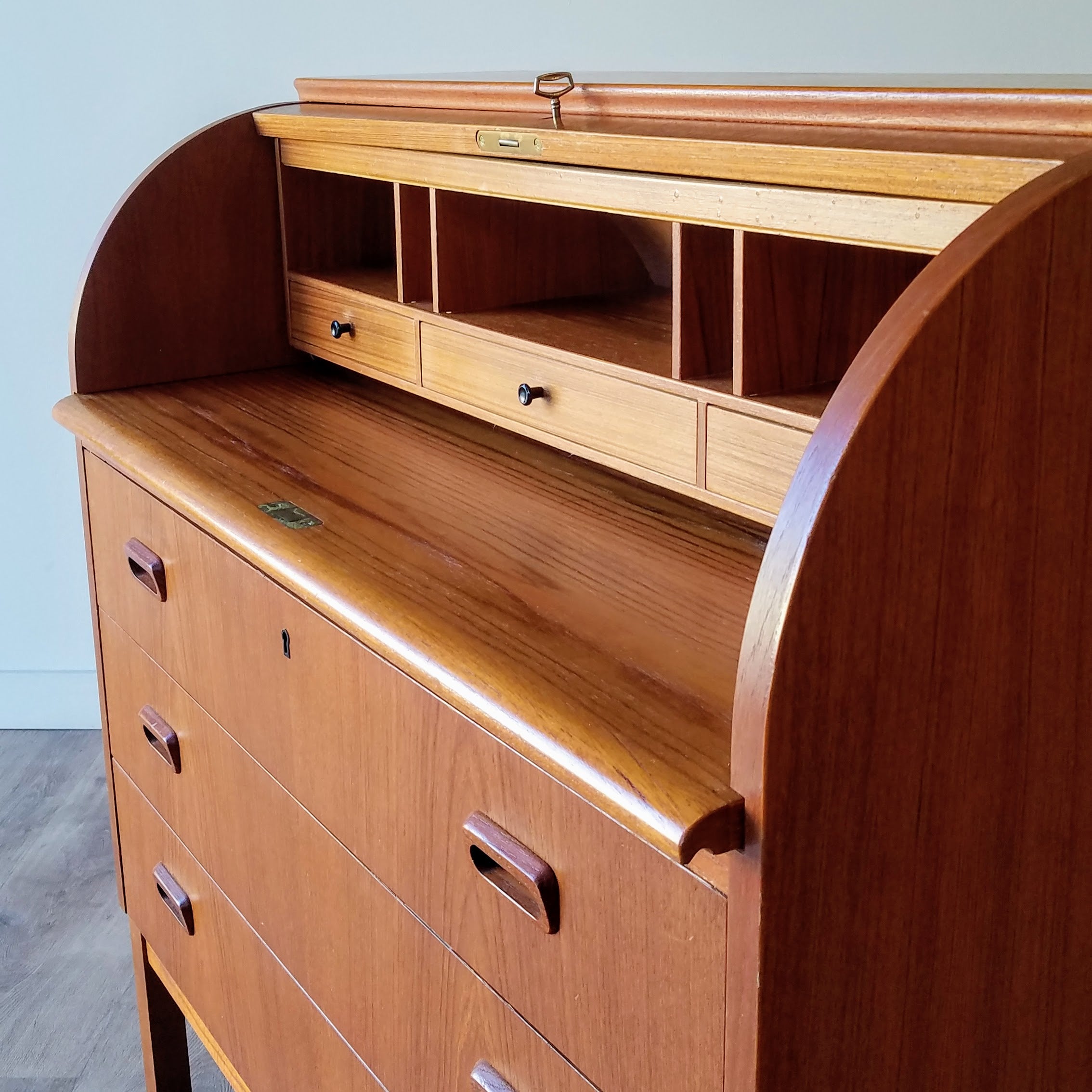 Egon Ostergaard Teak Roll-Top Writing Desk