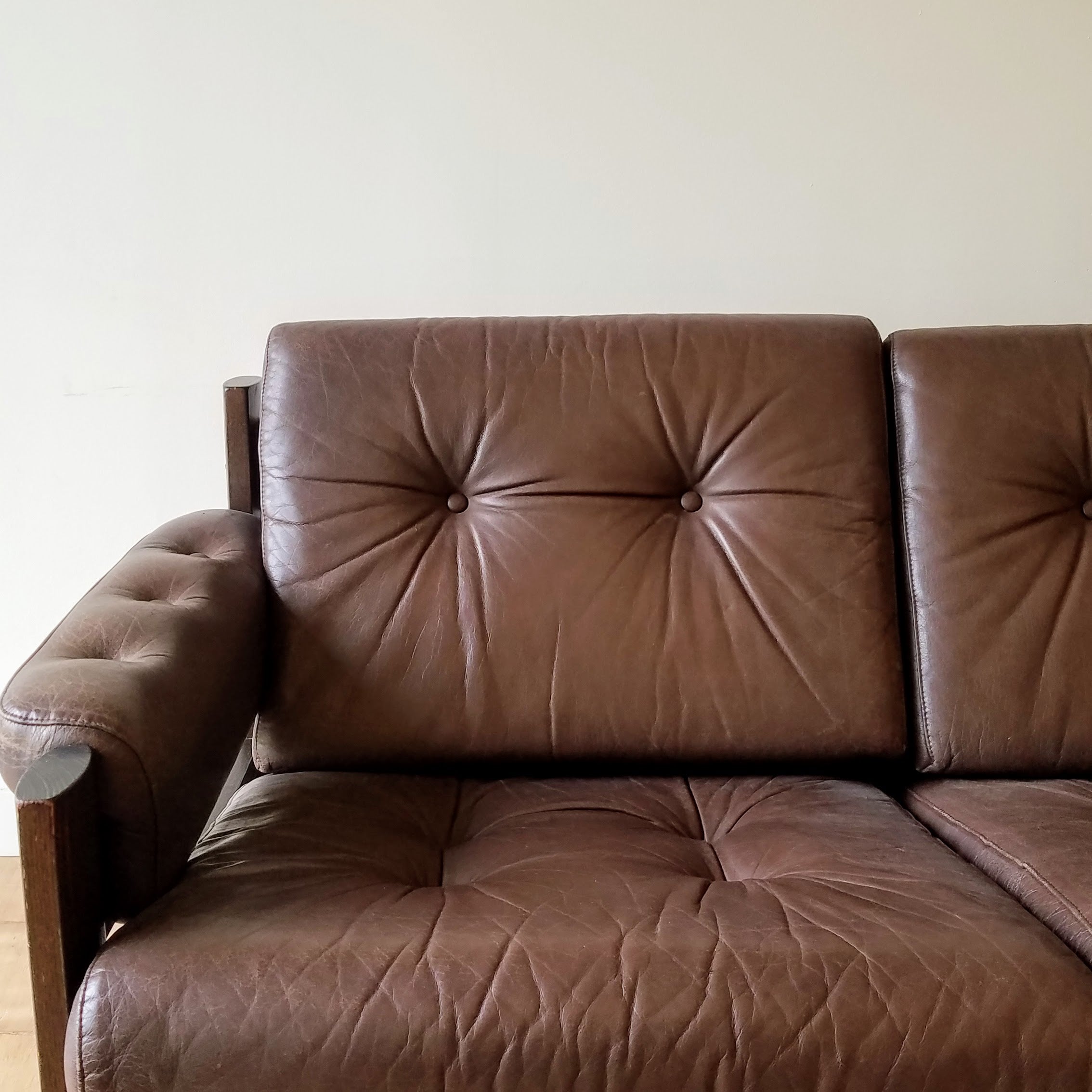 Ekornes Tufted Leather Sofa