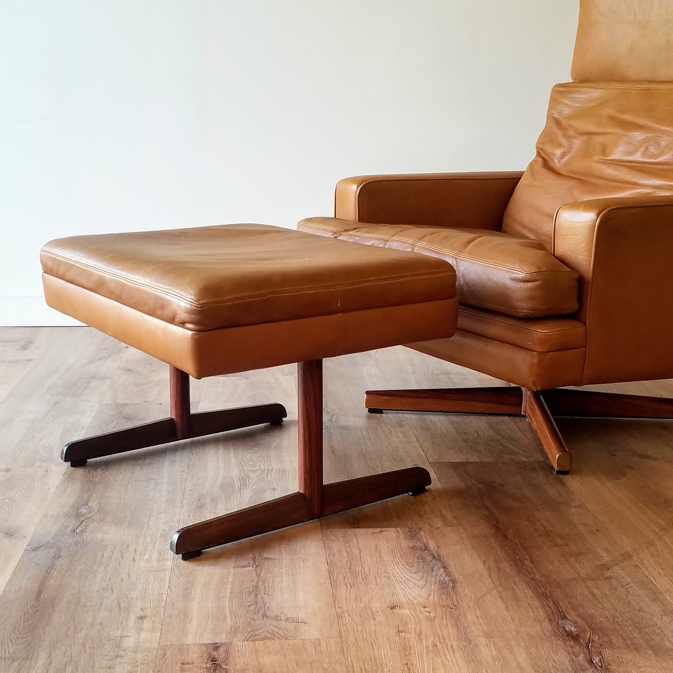 Fredrik A. Kayser Leather Recliner and Ottoman