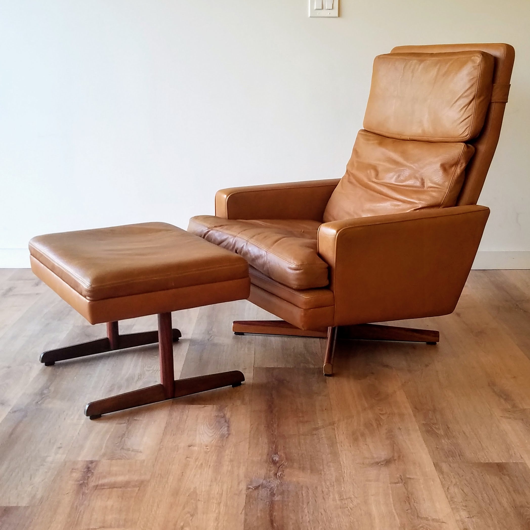 Fredrik A. Kayser Leather Recliner and Ottoman