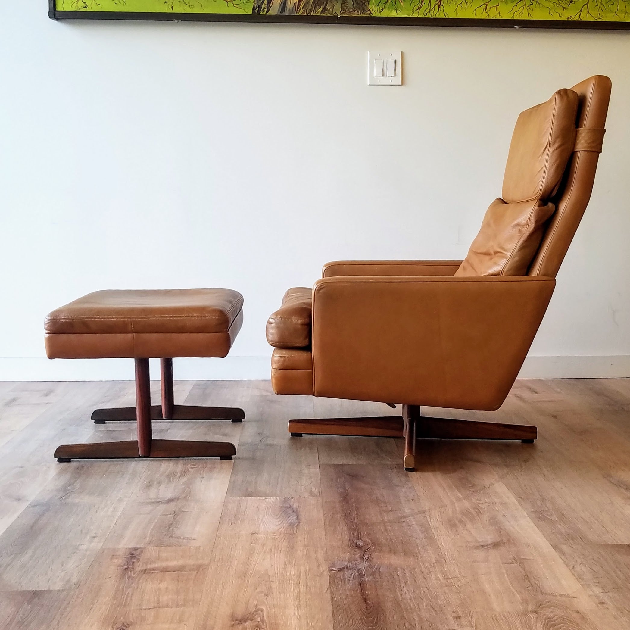 Fredrik A. Kayser Leather Recliner and Ottoman