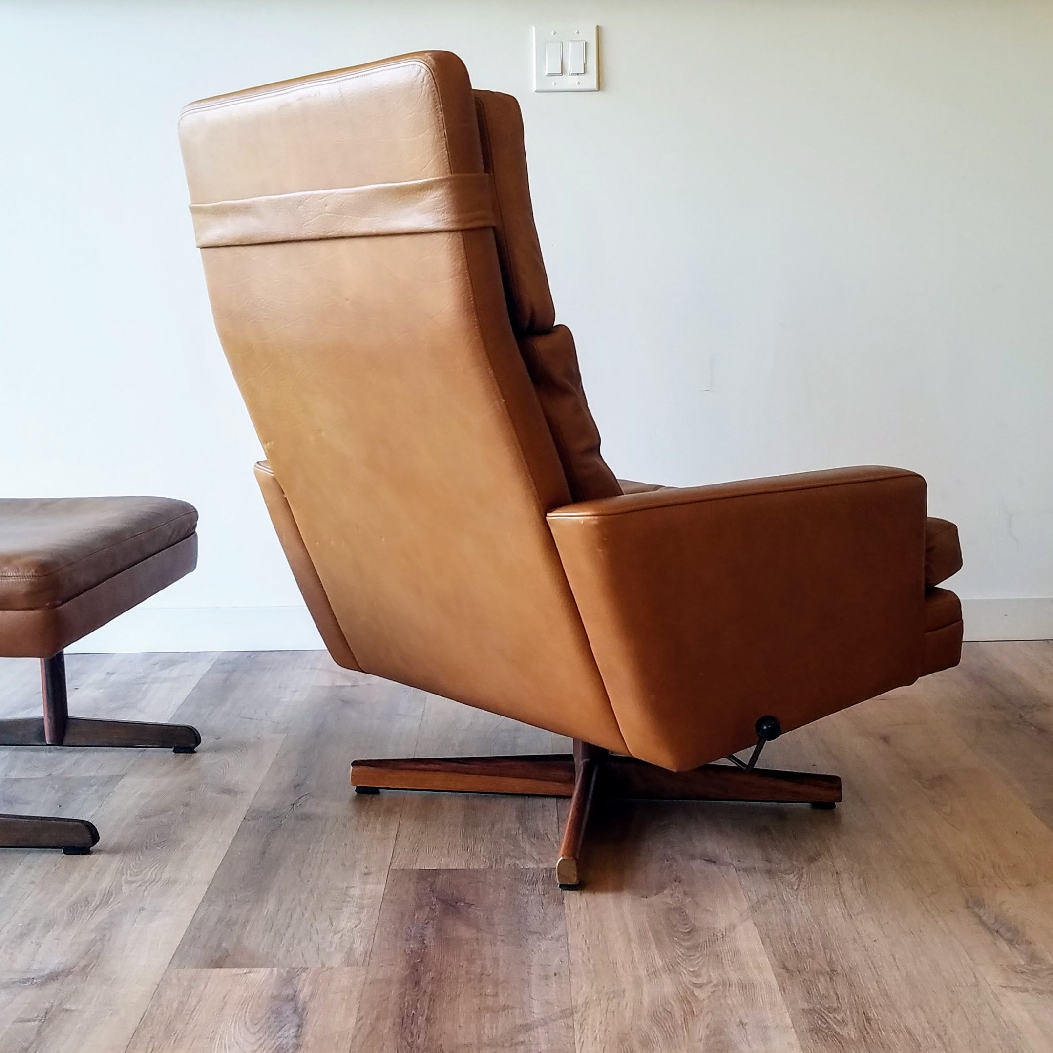 Fredrik A. Kayser Leather Recliner and Ottoman