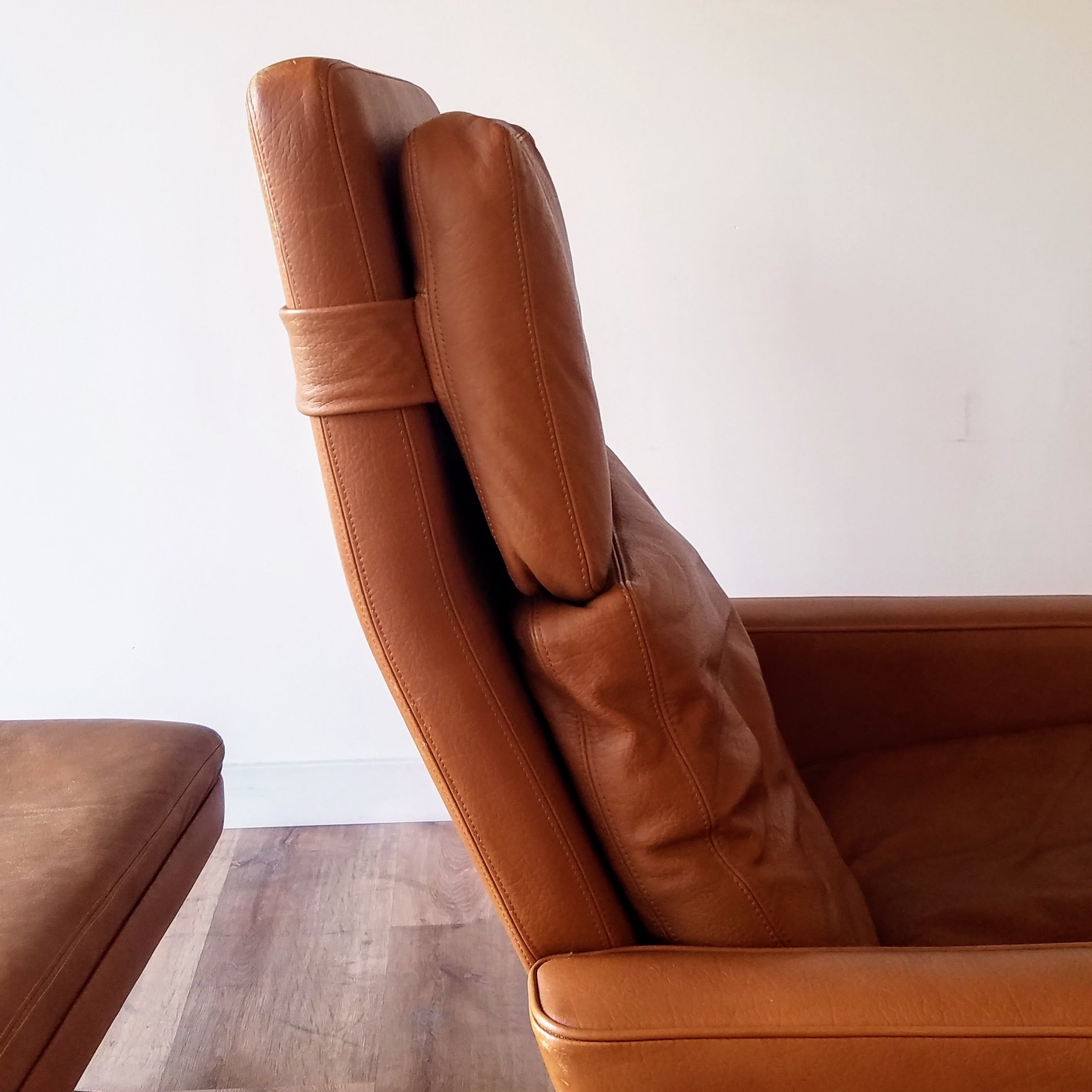 Fredrik A. Kayser Leather Recliner and Ottoman