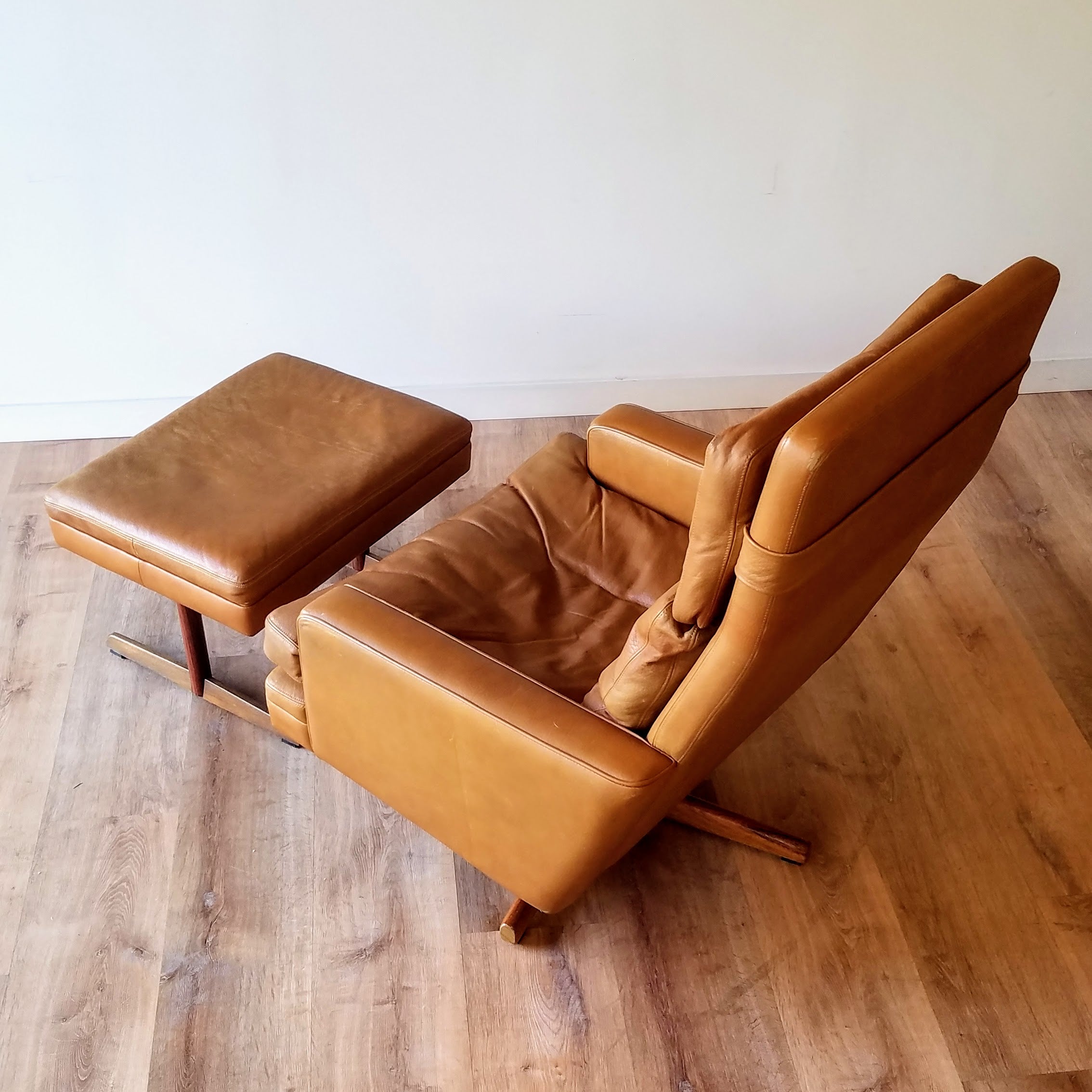 Fredrik A. Kayser Leather Recliner and Ottoman