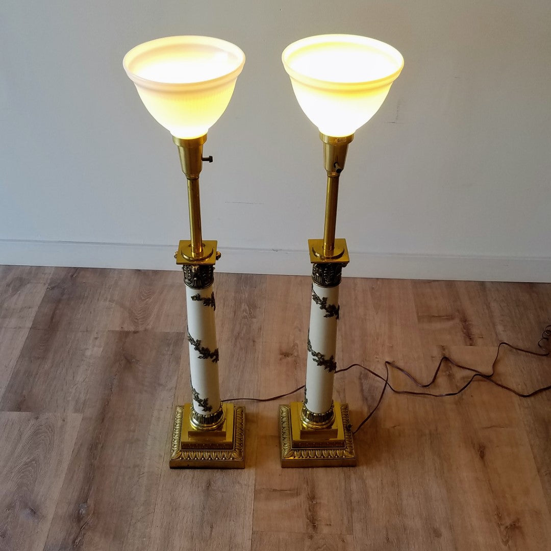 Stiffel Neoclassical Table Lamps, A Pair