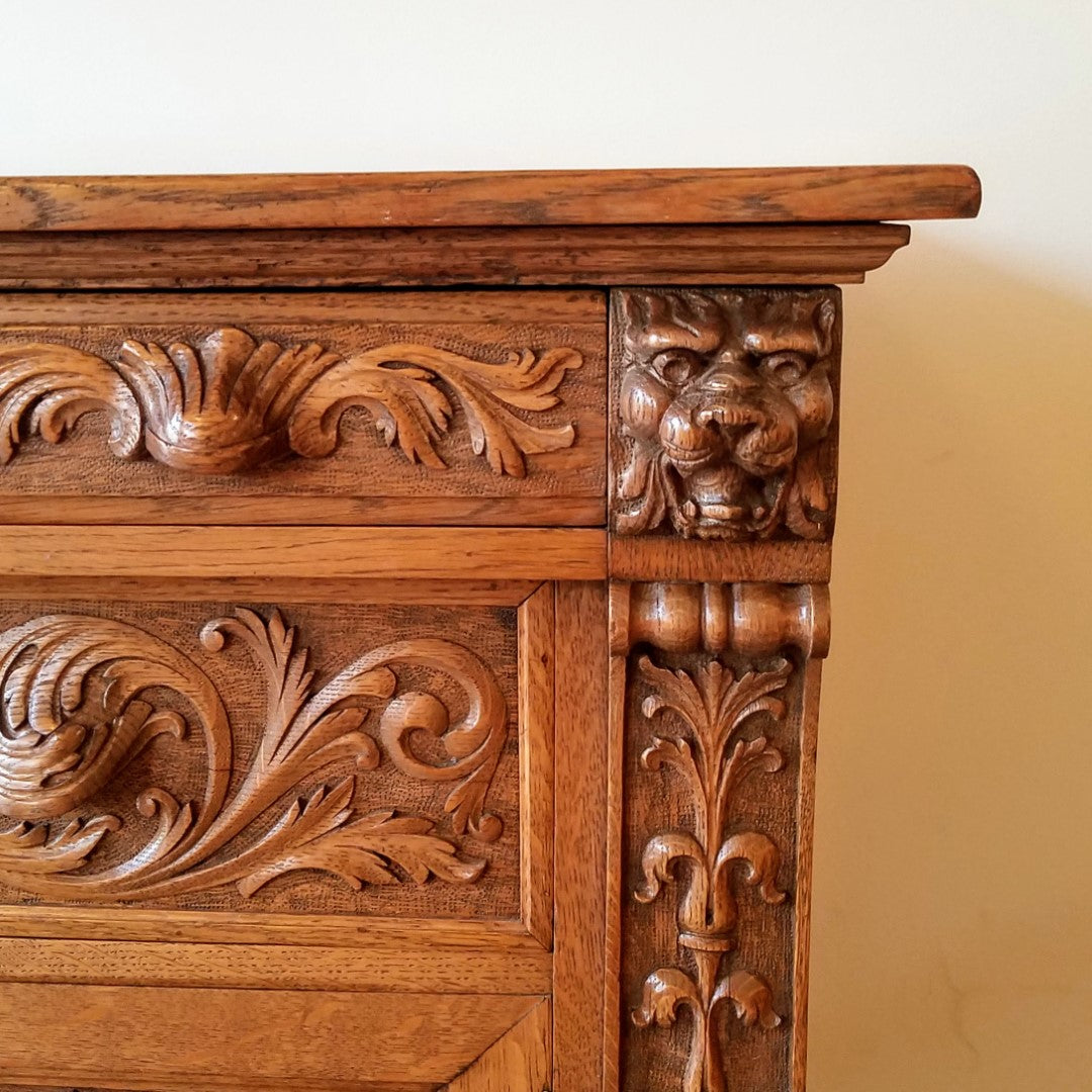 Hand Carved Buffet + Wall Mirror