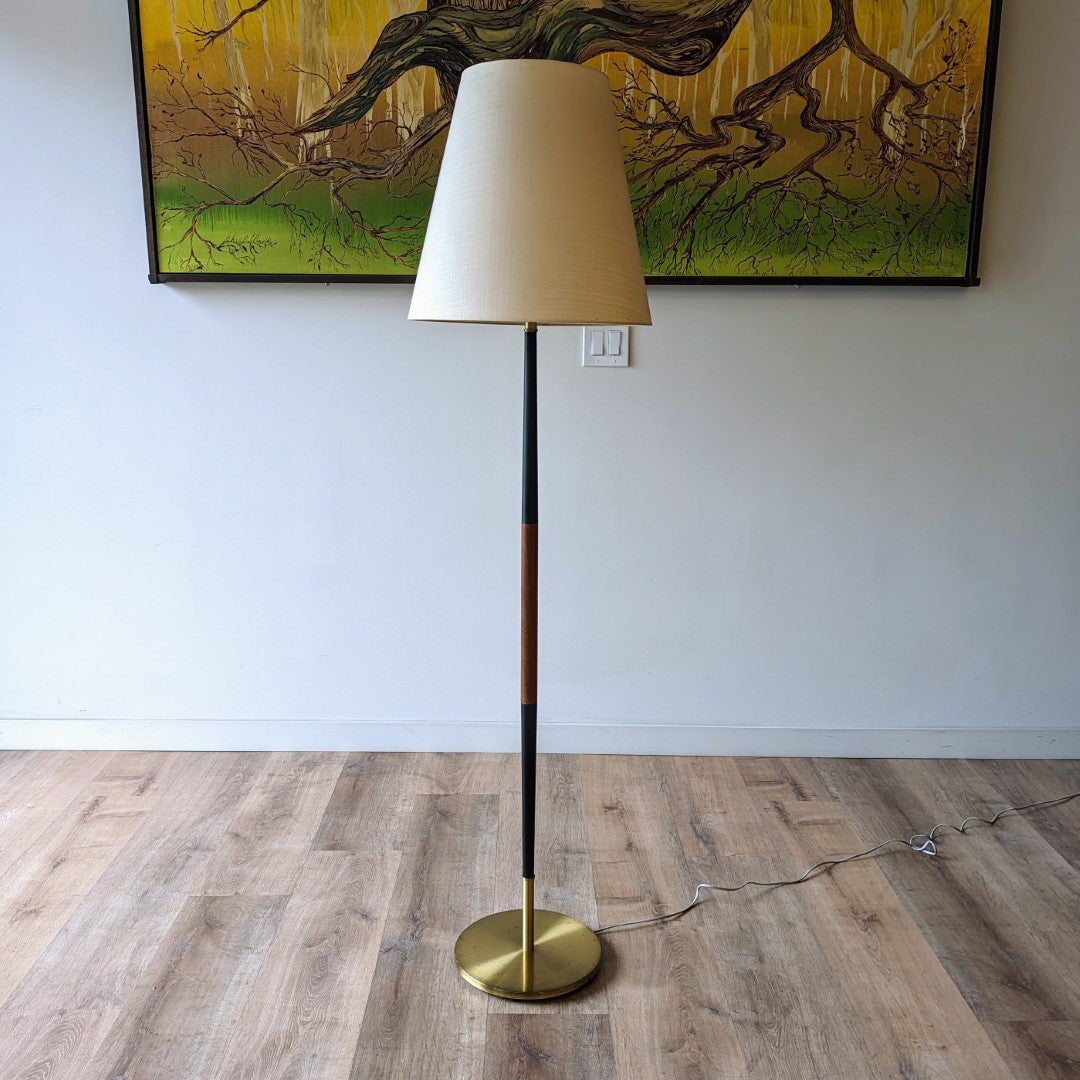 MCM Walnut + Brass Floor Lamp