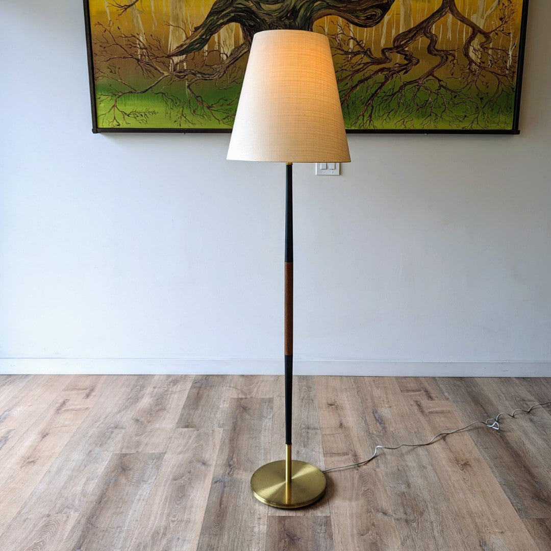 MCM Walnut + Brass Floor Lamp