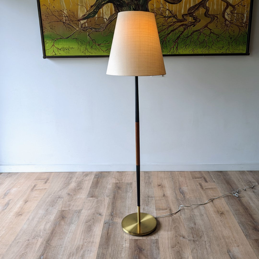 MCM Walnut + Brass Floor Lamp