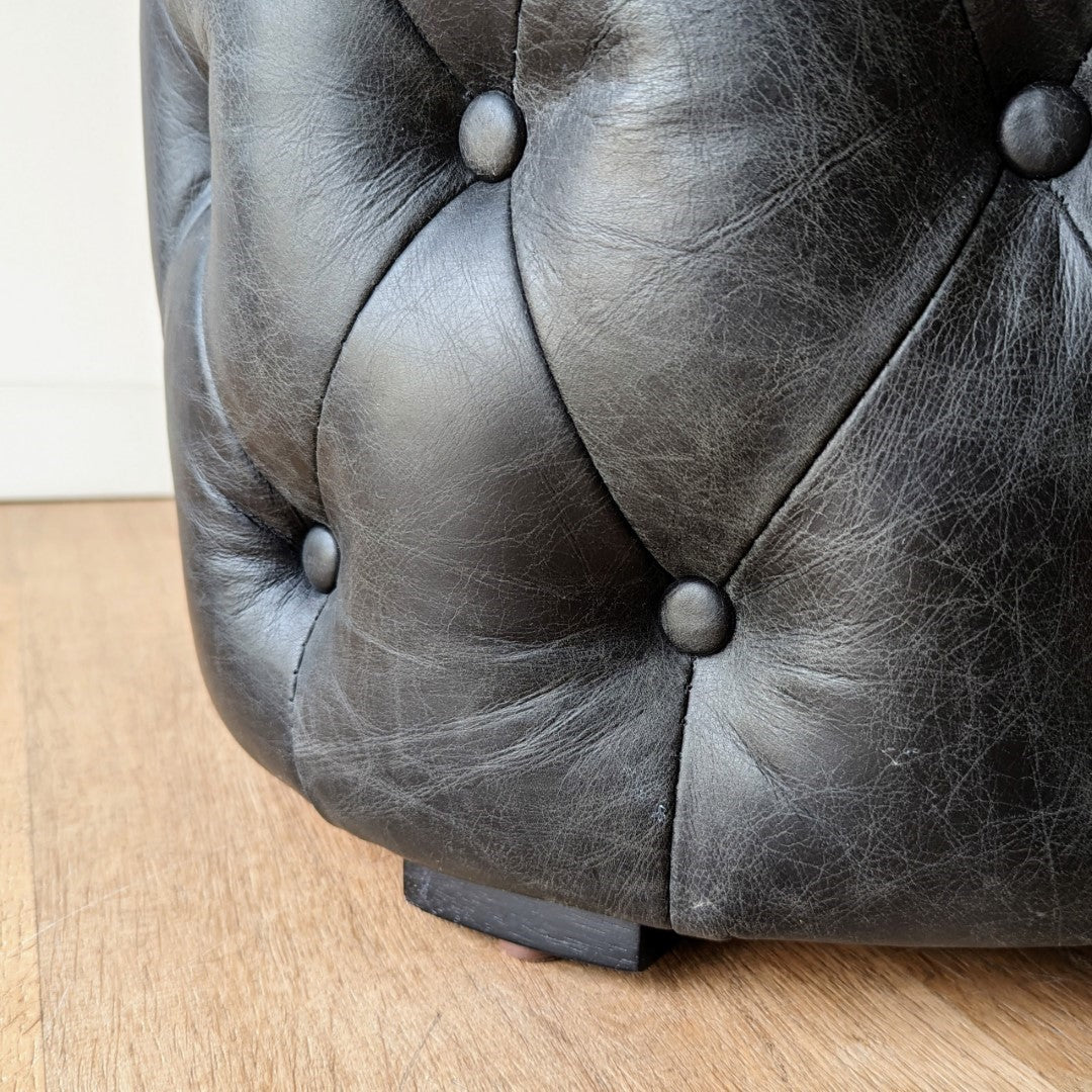 Spanish Tufted Leather Ottoman