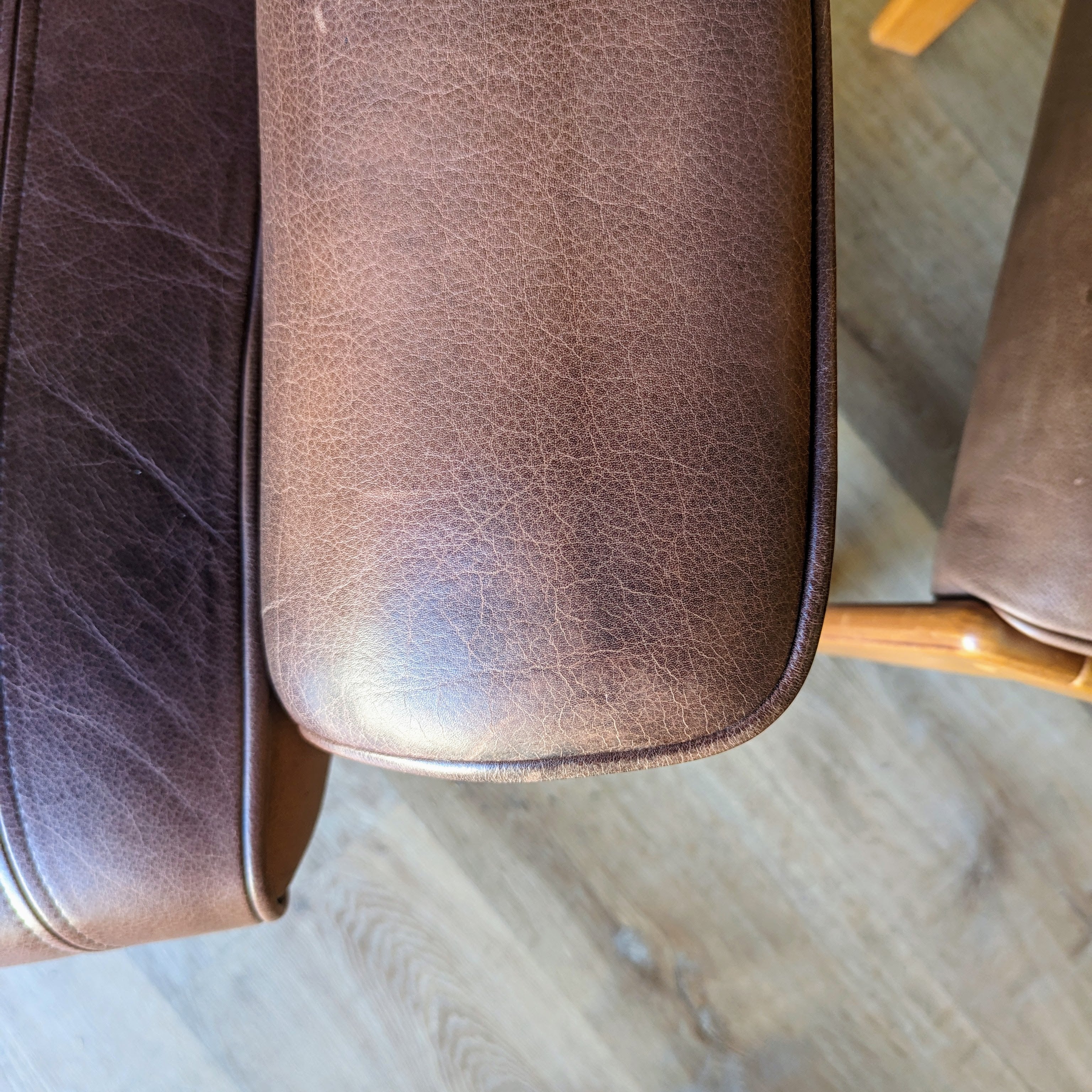 Danish Modern Leather Recliner + Ottoman
