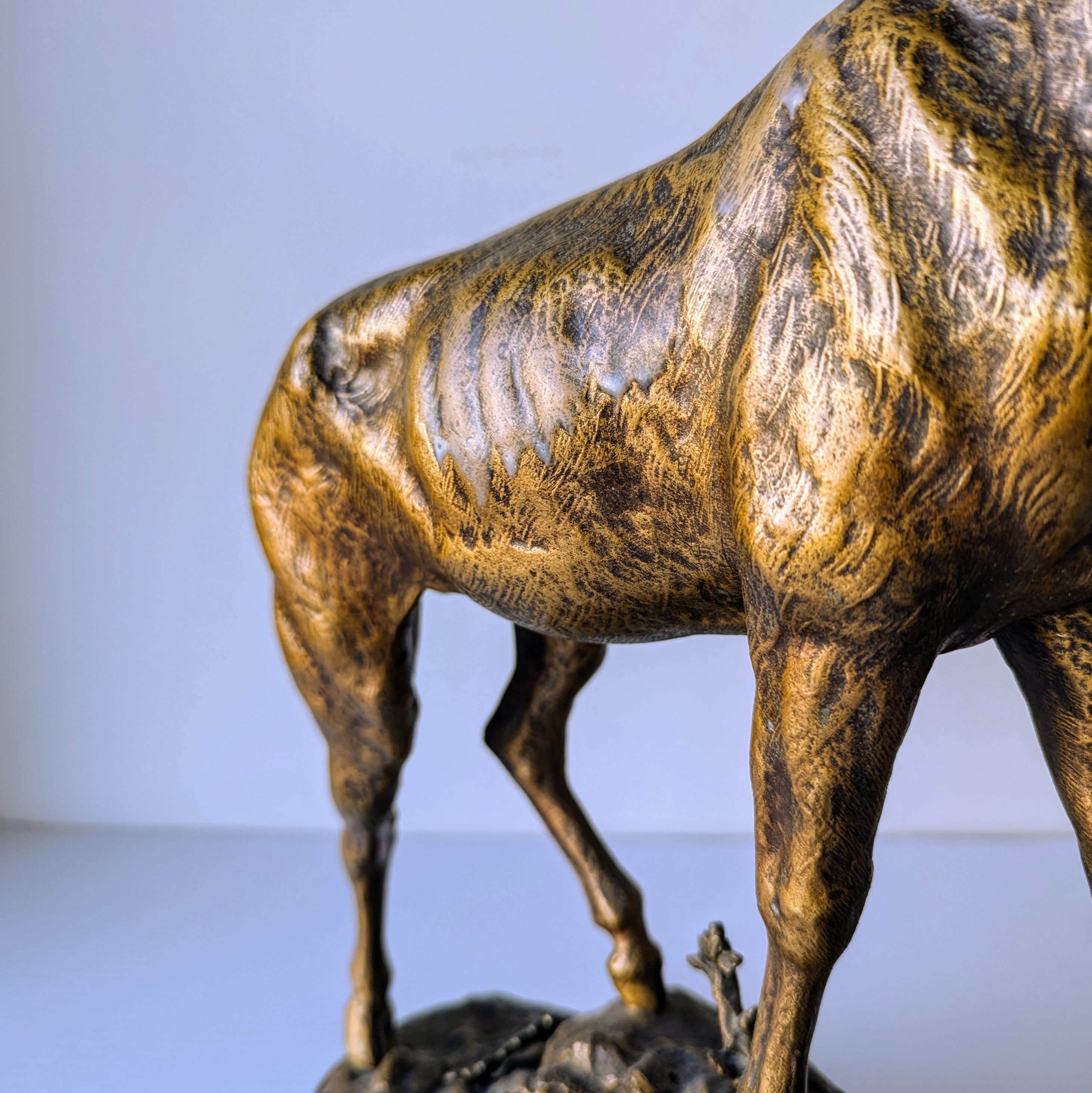 P. Lecourtier 'Cerf Aux Abois' Sculpture