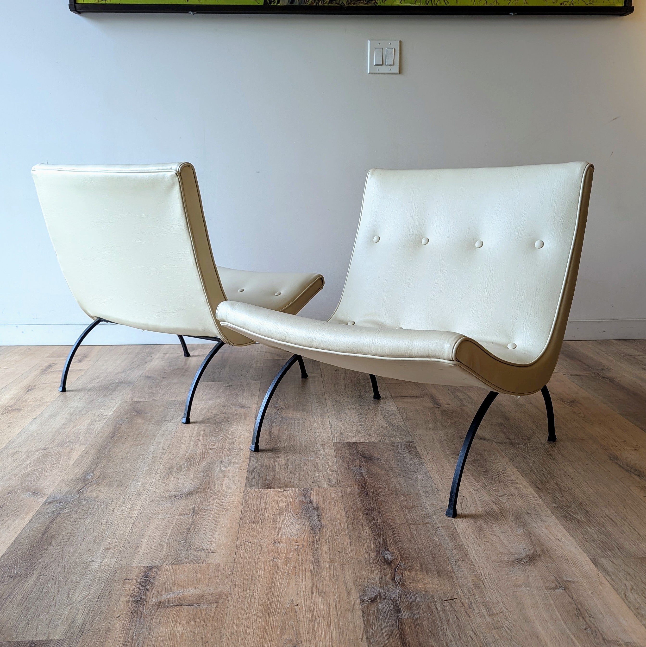 Milo Baughman 'Scoop' Chairs, a pair