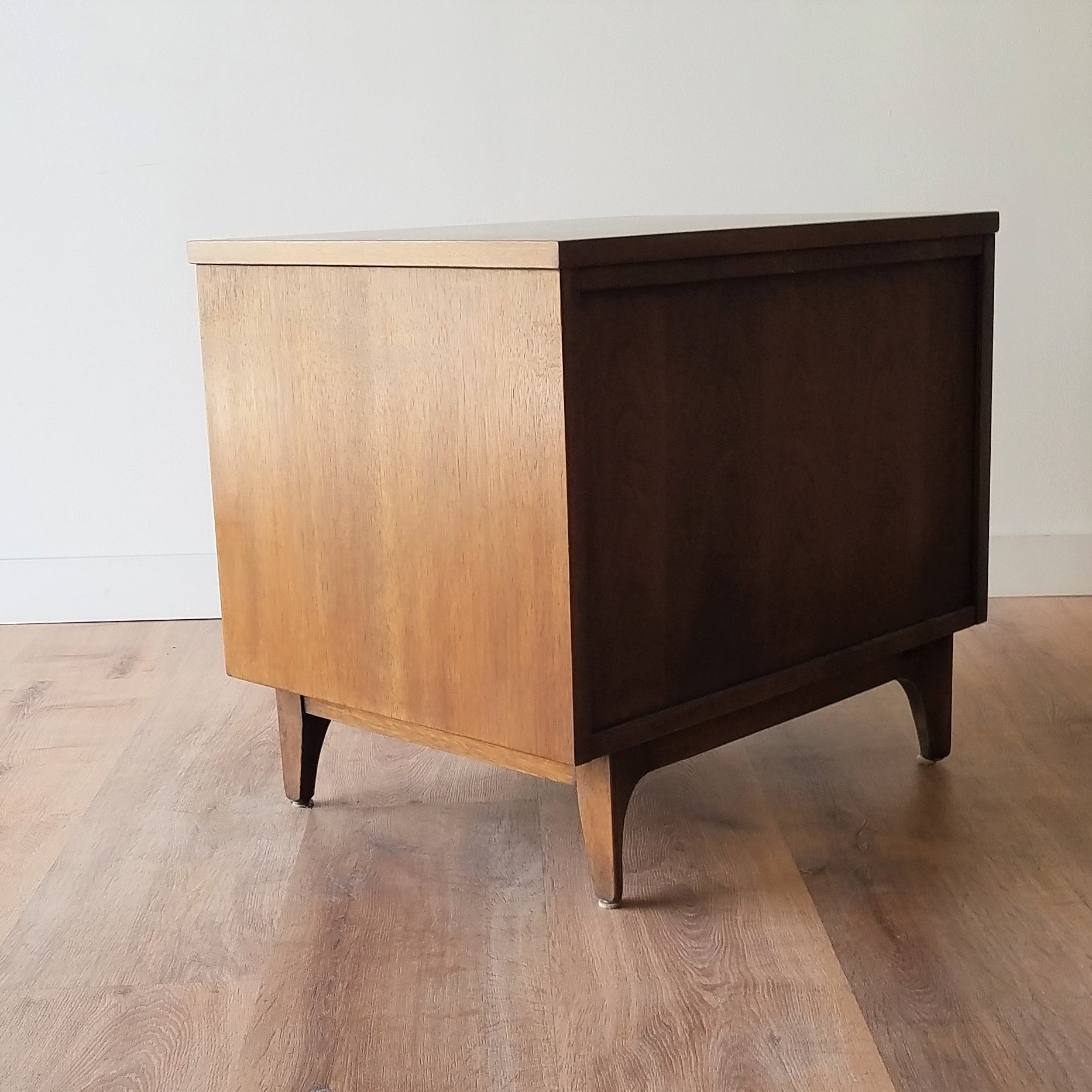 Back Quarter view of American Mid-Century Modern Brasilia Bed Side Table by Broyhill in Seattle, WA.