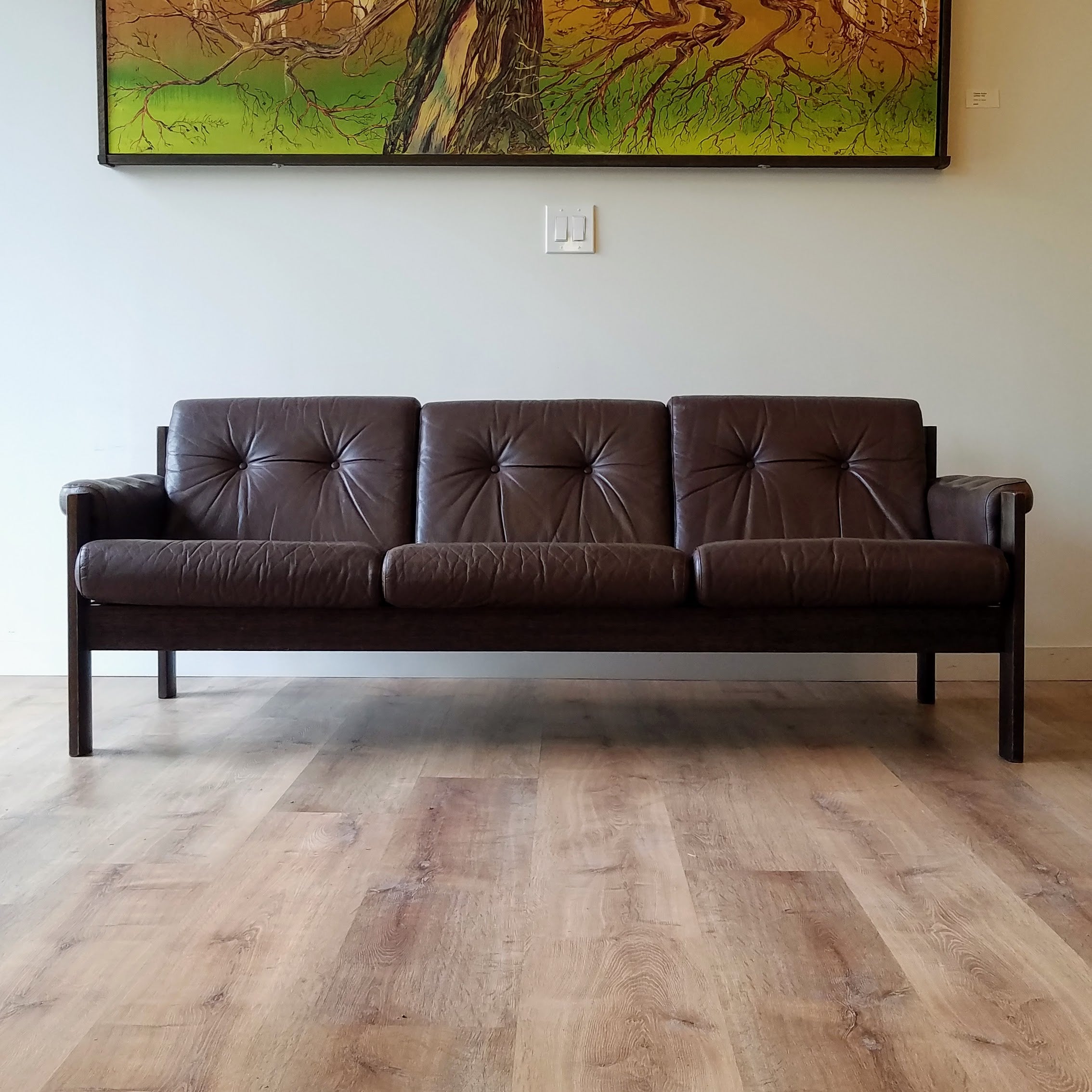 Ekornes Tufted Leather Sofa