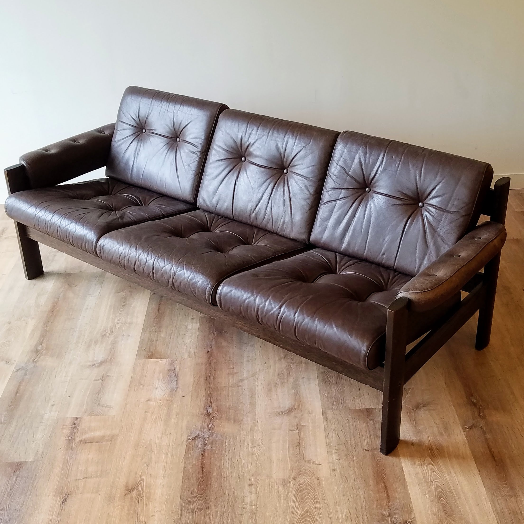 Ekornes Tufted Leather Sofa